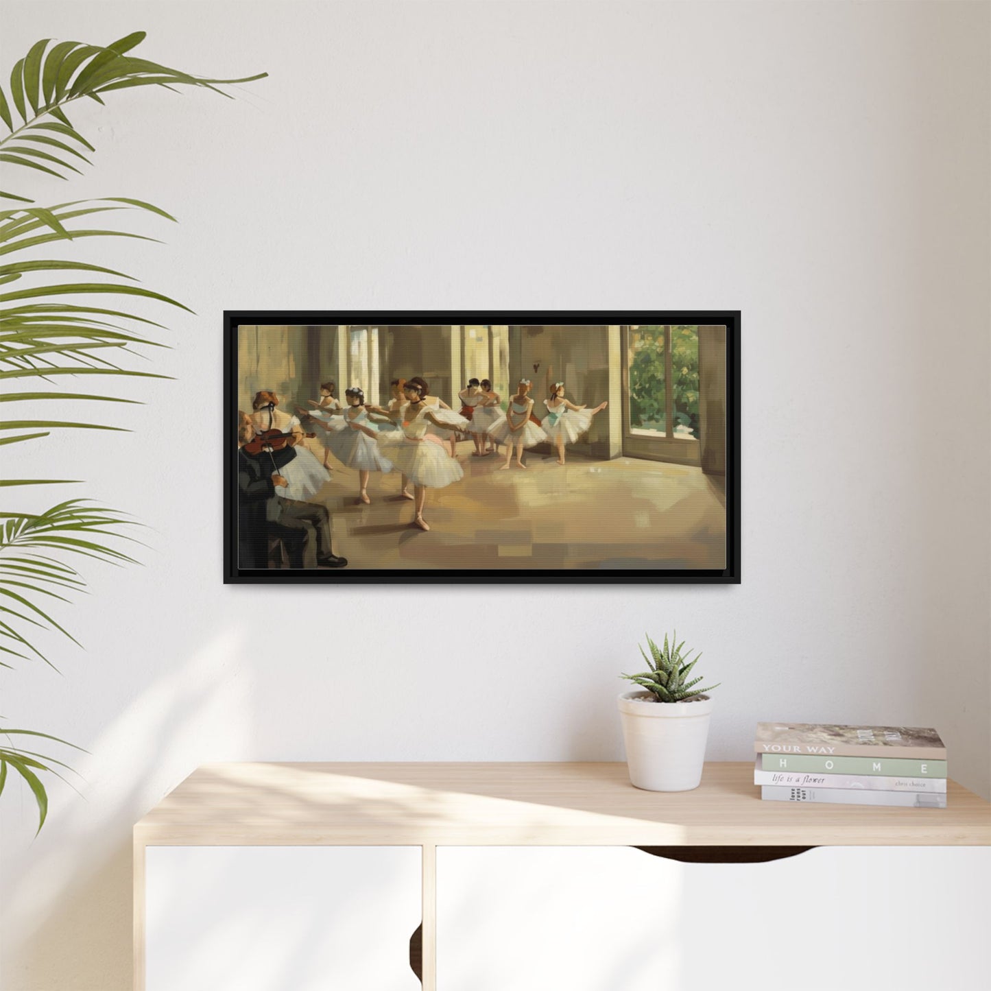 Framed Matte Canvas Print — Ballet Class Scene (Impressionist Dancers)