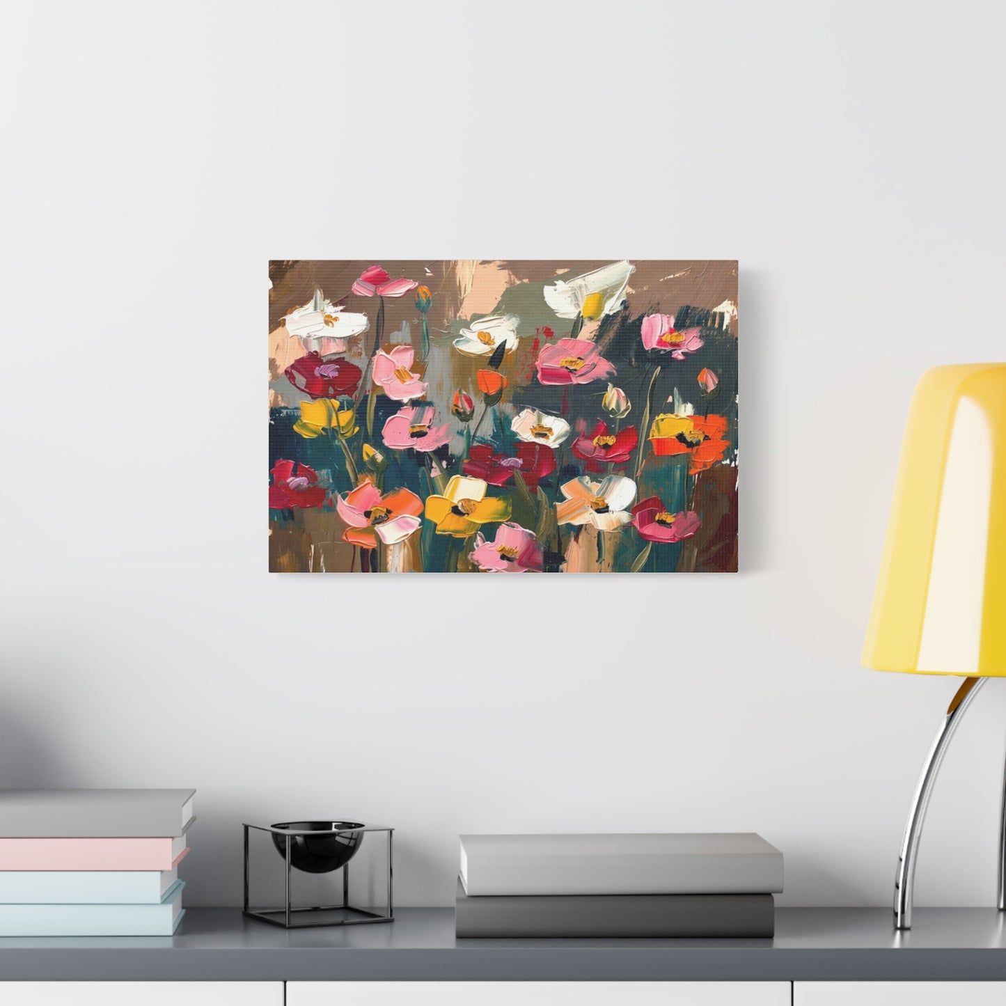 Abstract Floral Canvas Wall Art — Colorful Poppies Matte Stretched Print