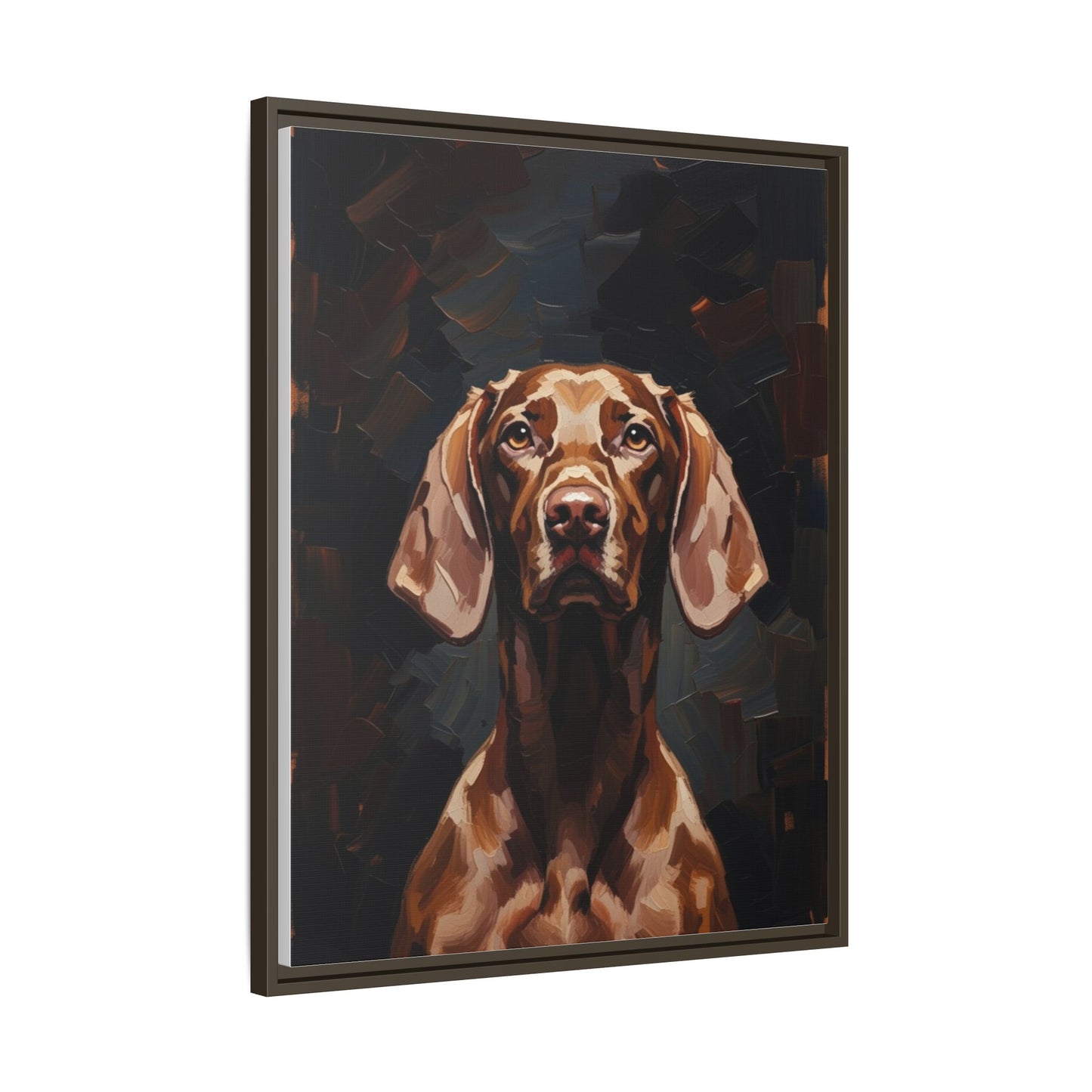 Framed Matte Canvas Dog Portrait – Brown Vizsla Wall Art