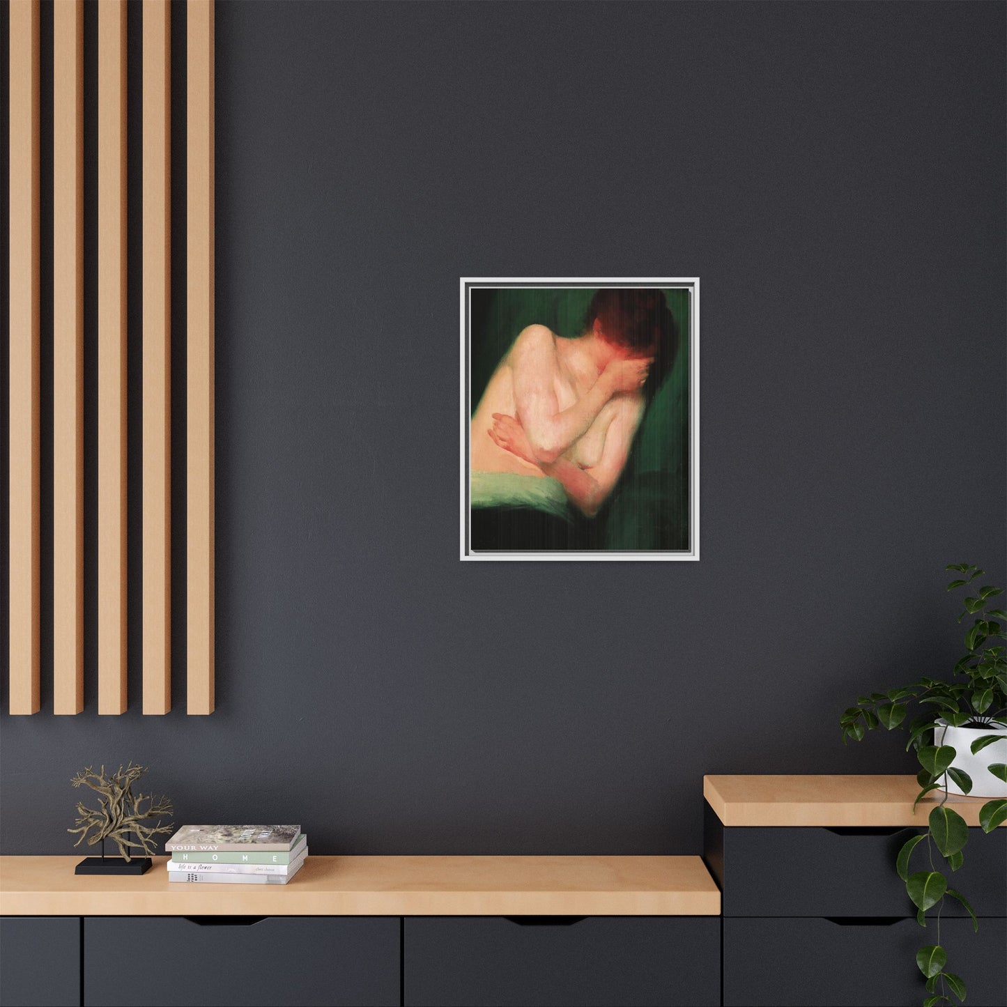 Female Nude by János Vaszary Framed Matte Canvas Wall Art Print