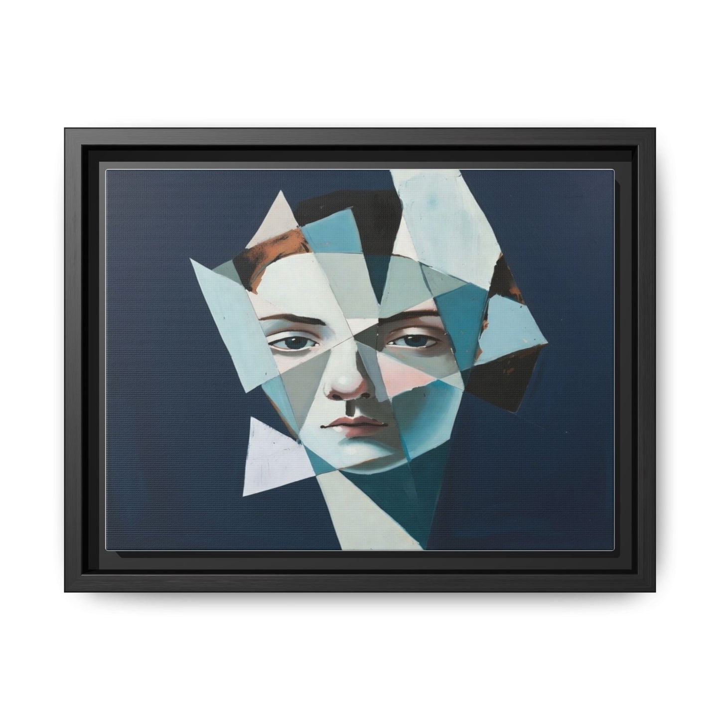 Abstract Fragmented Portrait Matte Canvas (Framed)