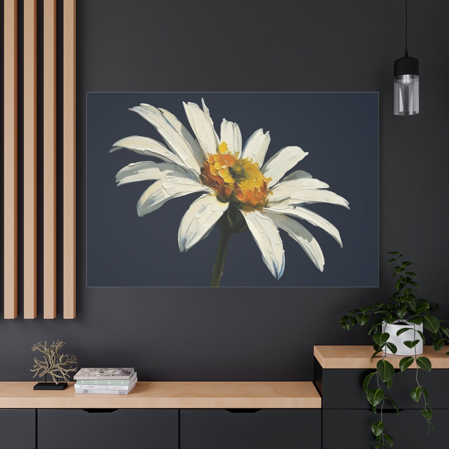 Daisy Oil-Paint Canvas Wall Art — Stretched Matte Floral Print
