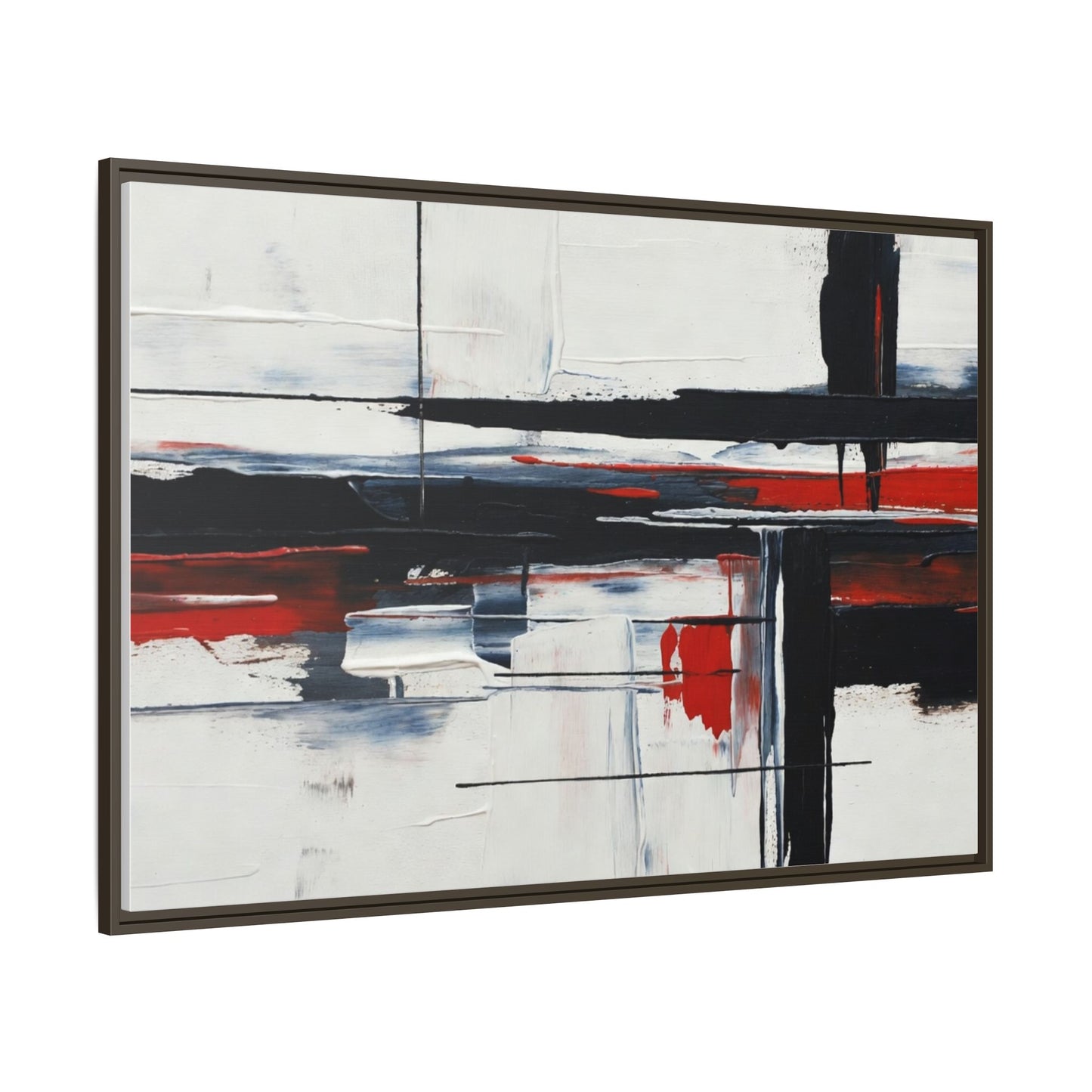 Abstract Red & Black Framed Canvas Art — Modern Matte Wall Painting