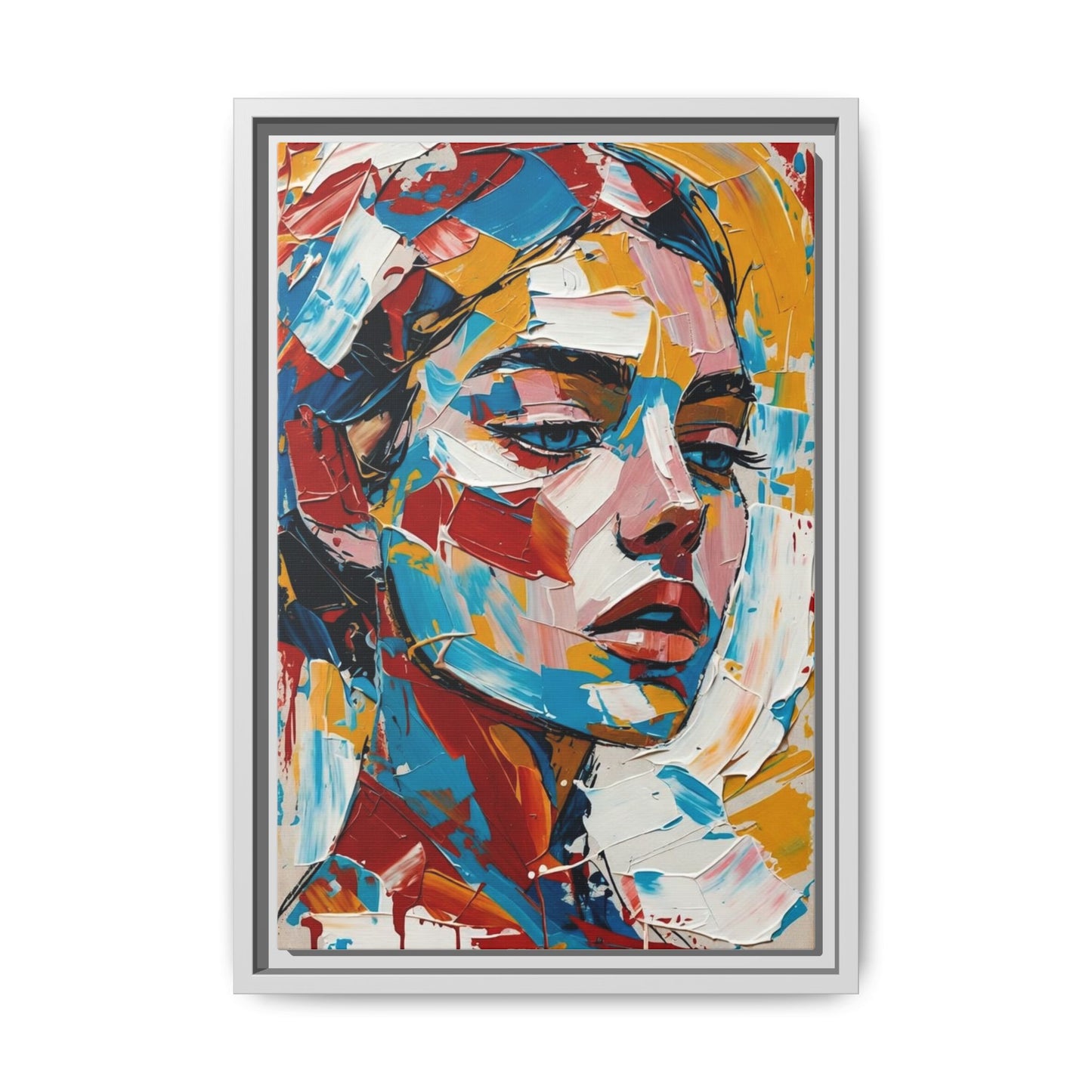 Colorful Abstract Portrait Framed Canvas Print