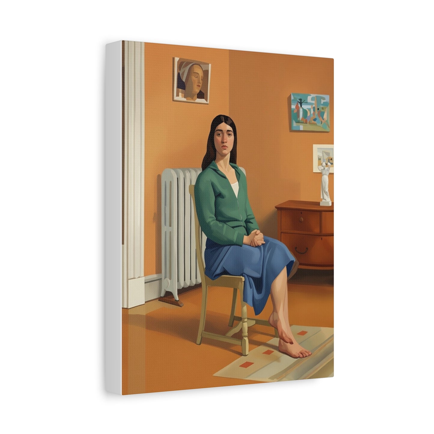 Portrait Canvas Print — Seated Woman Matte Stretched Wall Art