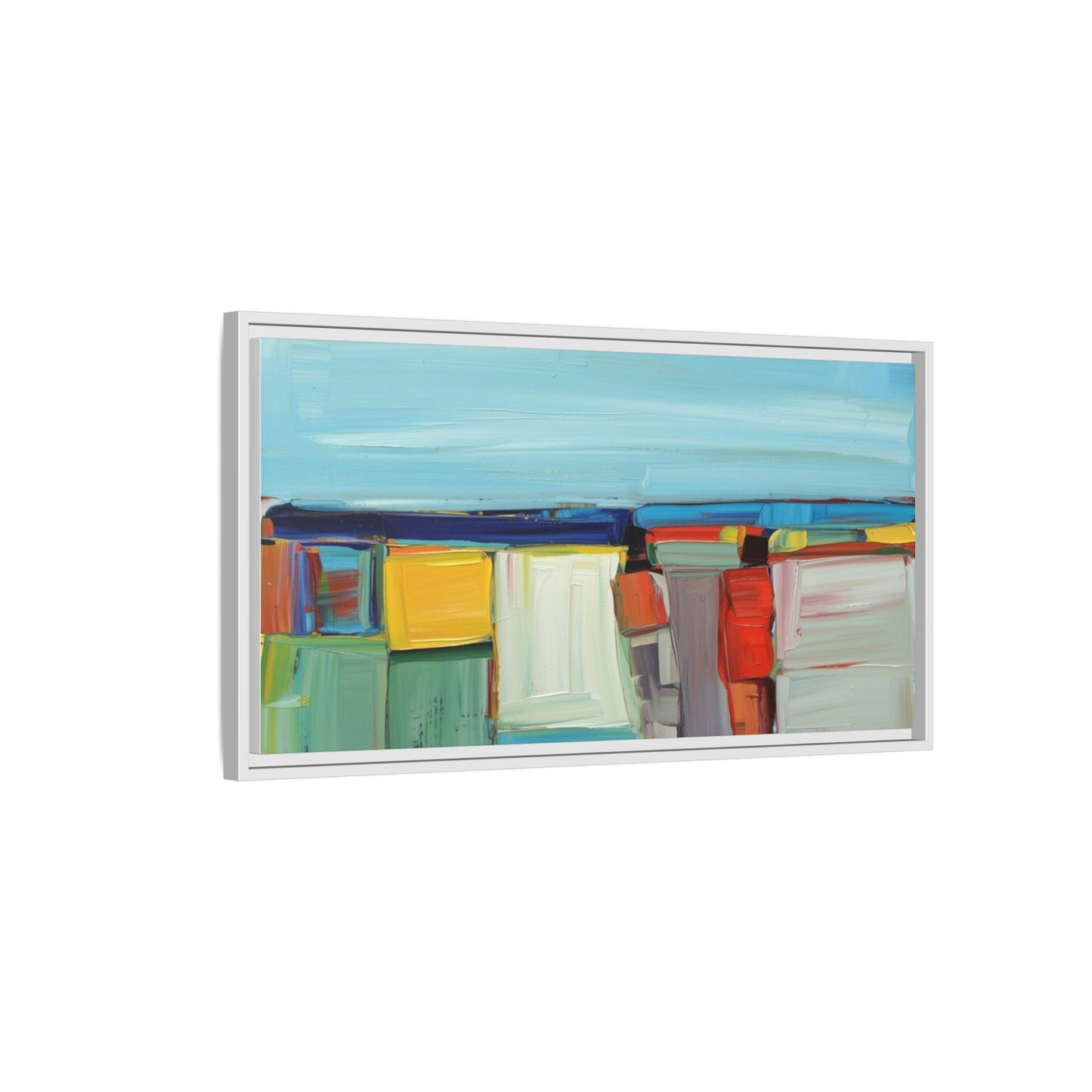 Abstract Coastal Blocks Matte Canvas Print (Framed)
