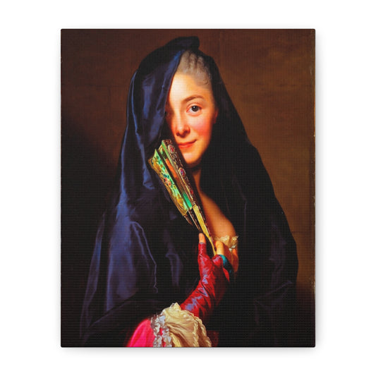 Vintage Portrait Canvas Print — Elegant Lady with Fan Matte Stretched Wall Art