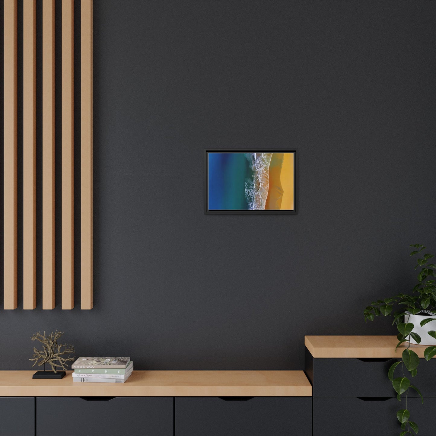 Framed Matte Canvas Seascape Print – Coastal Waves Wall Art