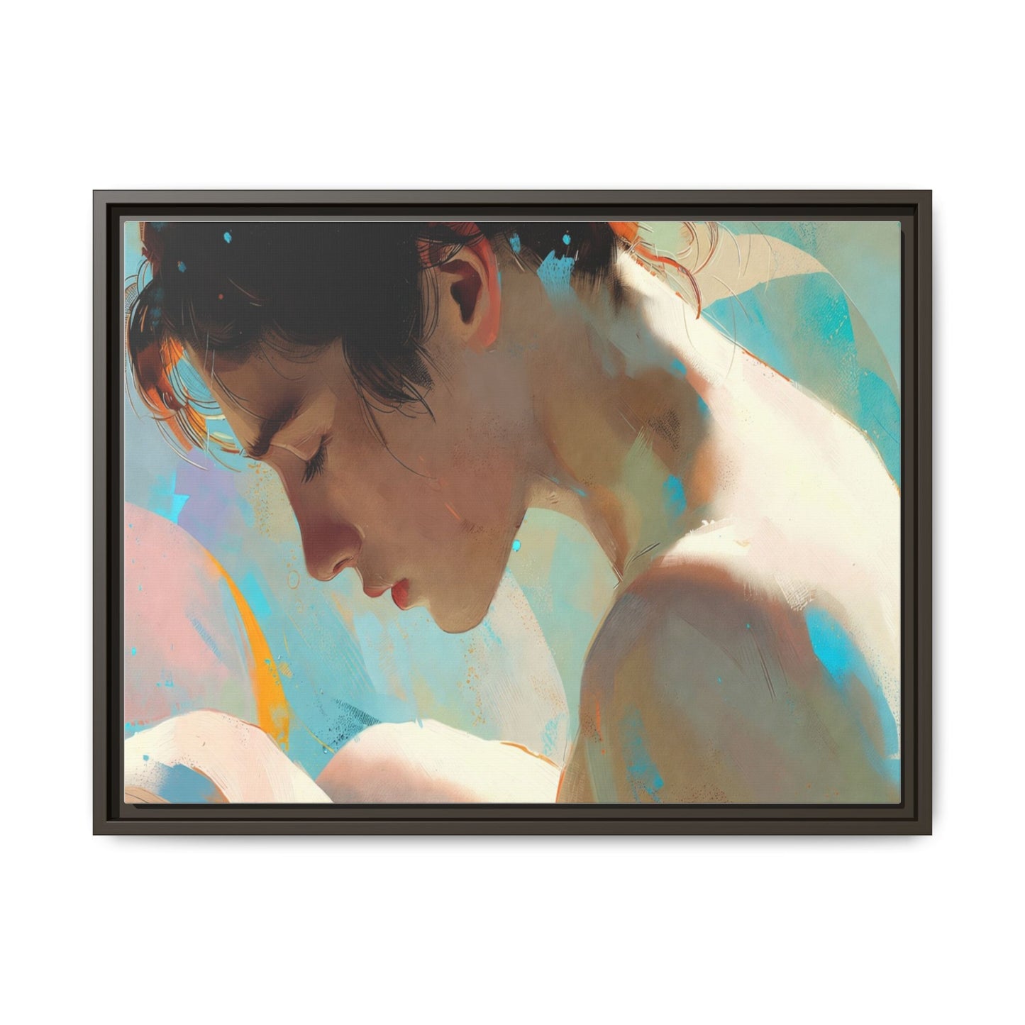 Framed Matte Canvas Print — Dreamy Portrait Art (Multi‑Color)