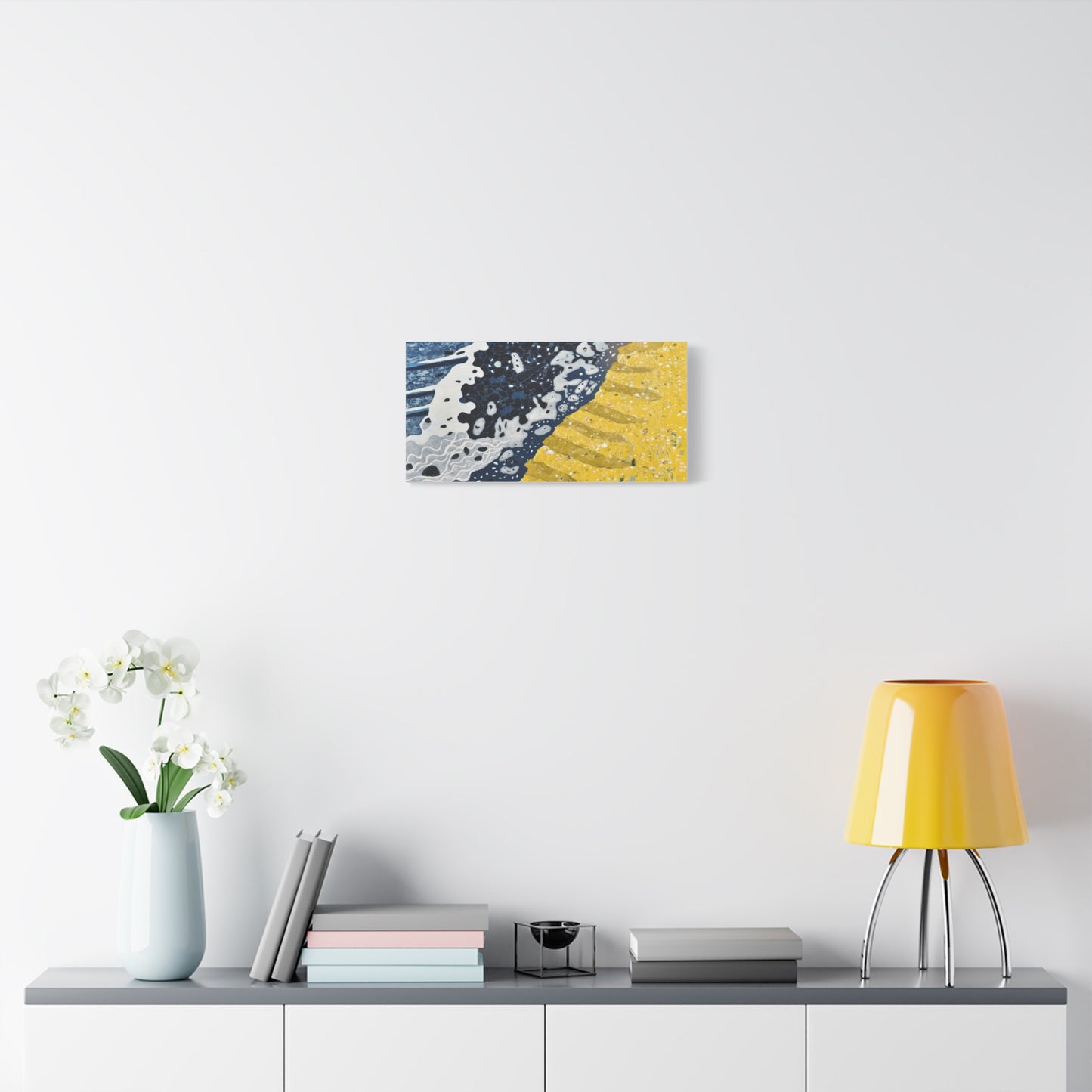 Abstract Blue & Yellow Fluid Art Canvas Print — Matte Stretched Wall Art