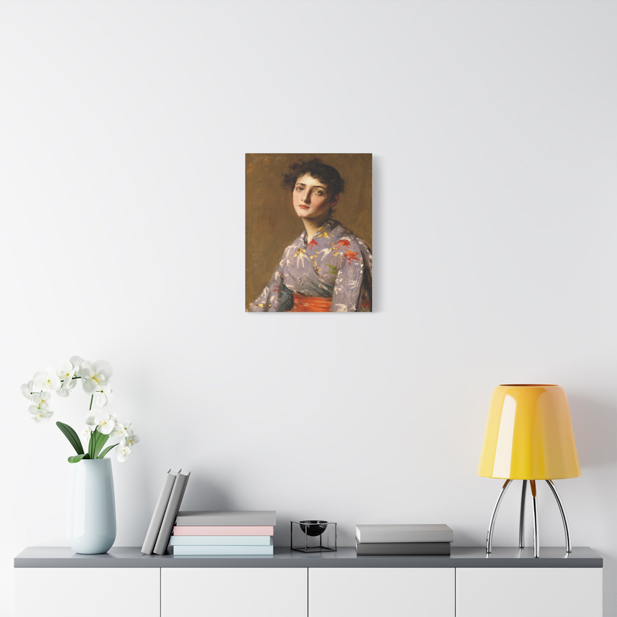 Girl in a Japanese Costume by William Merritt Chase Matte Stretched Canvas Wall Art Print (1.25")