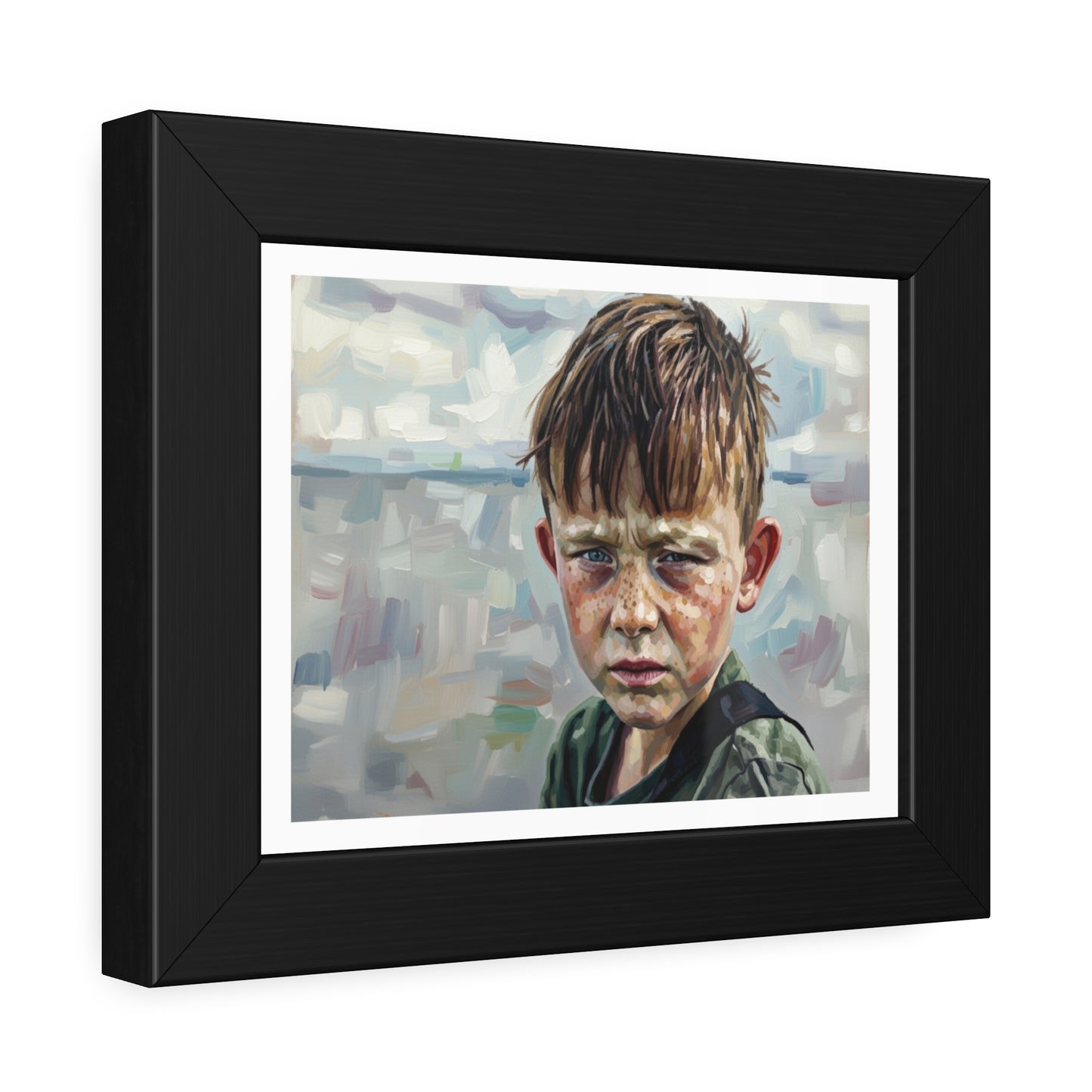 Framed Poster — Weathered Boy Portrait Art Print