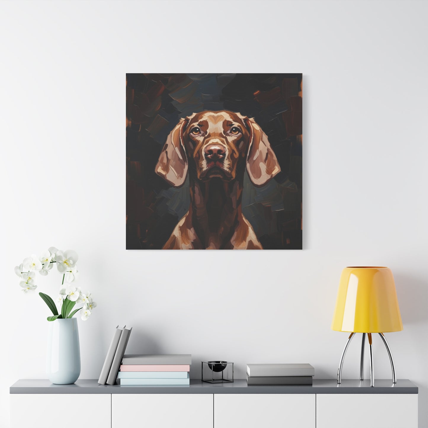 Chocolate Vizsla Canvas Wall Art — Matte Stretched Dog Portrait