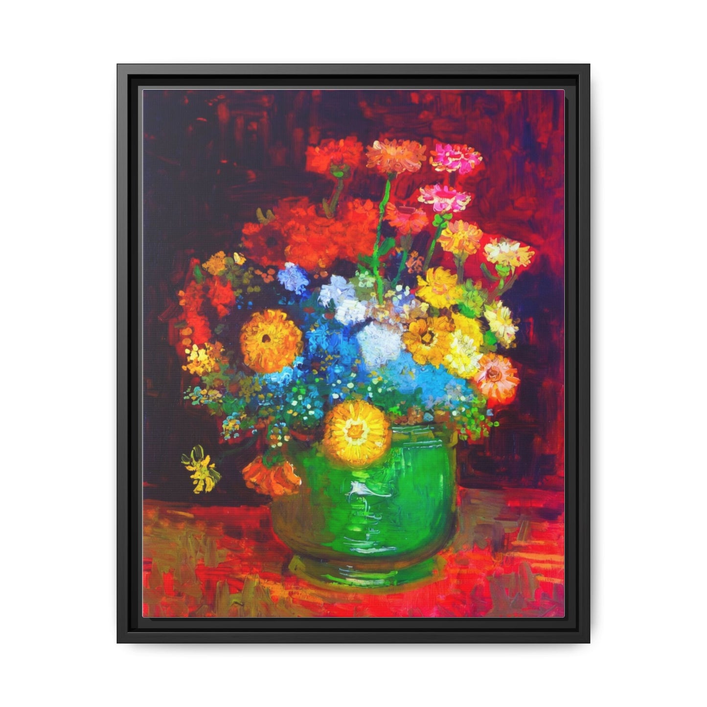 Framed Floral Canvas Print — Colorful Bouquet Wall Art