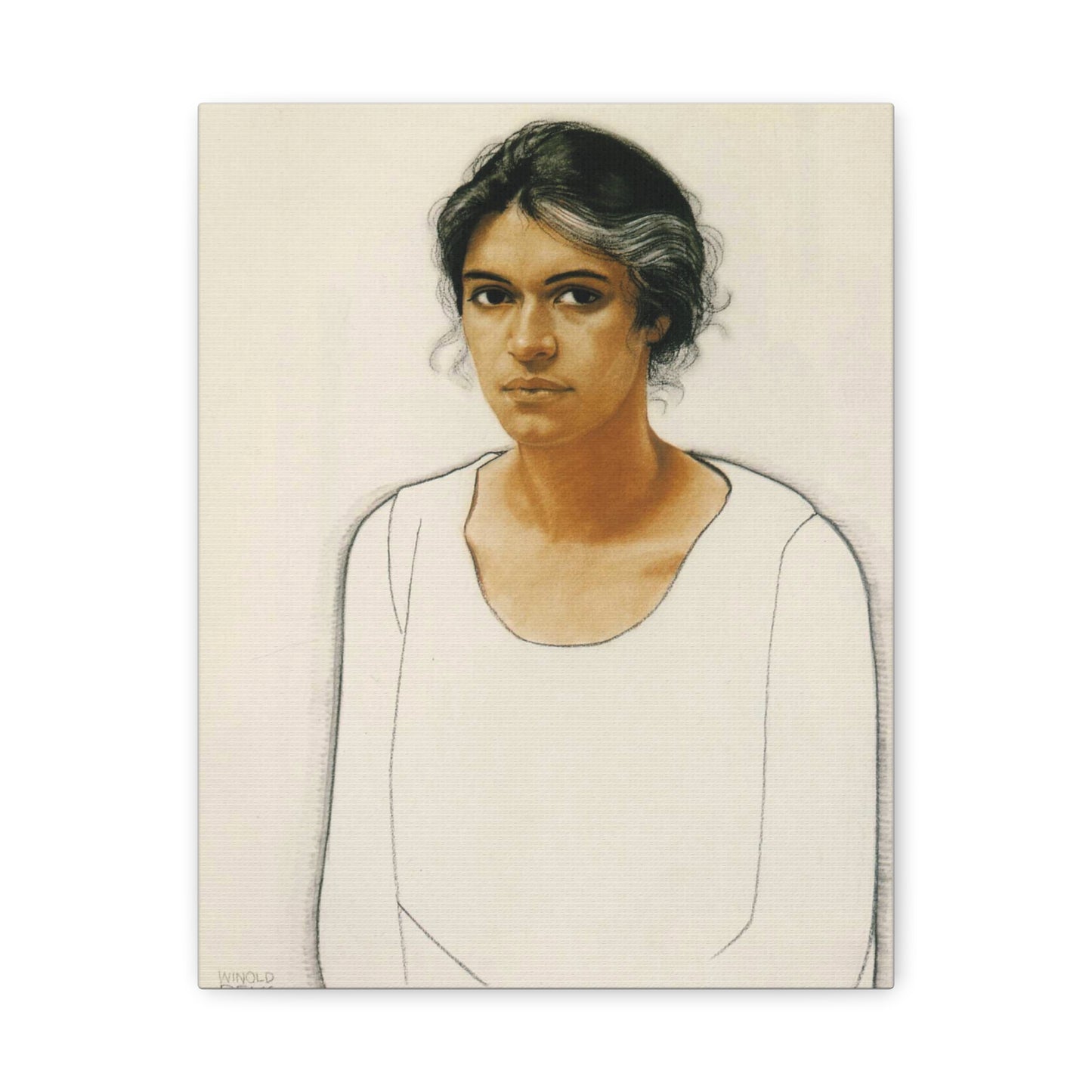 Portrait of a Woman by Winold Reiss Canvas Print – Matte Stretched Wall Art