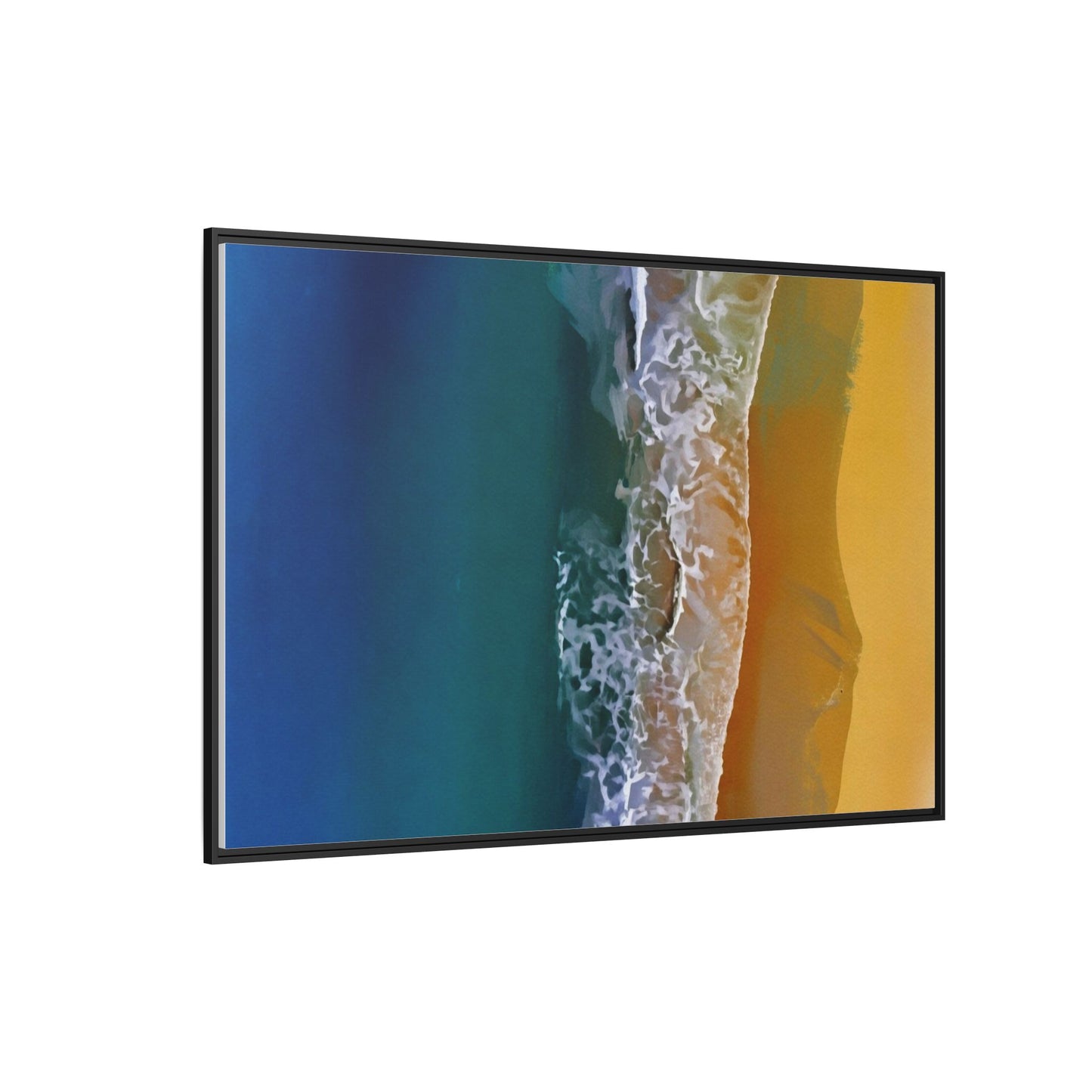 Framed Matte Canvas Seascape Print – Coastal Waves Wall Art