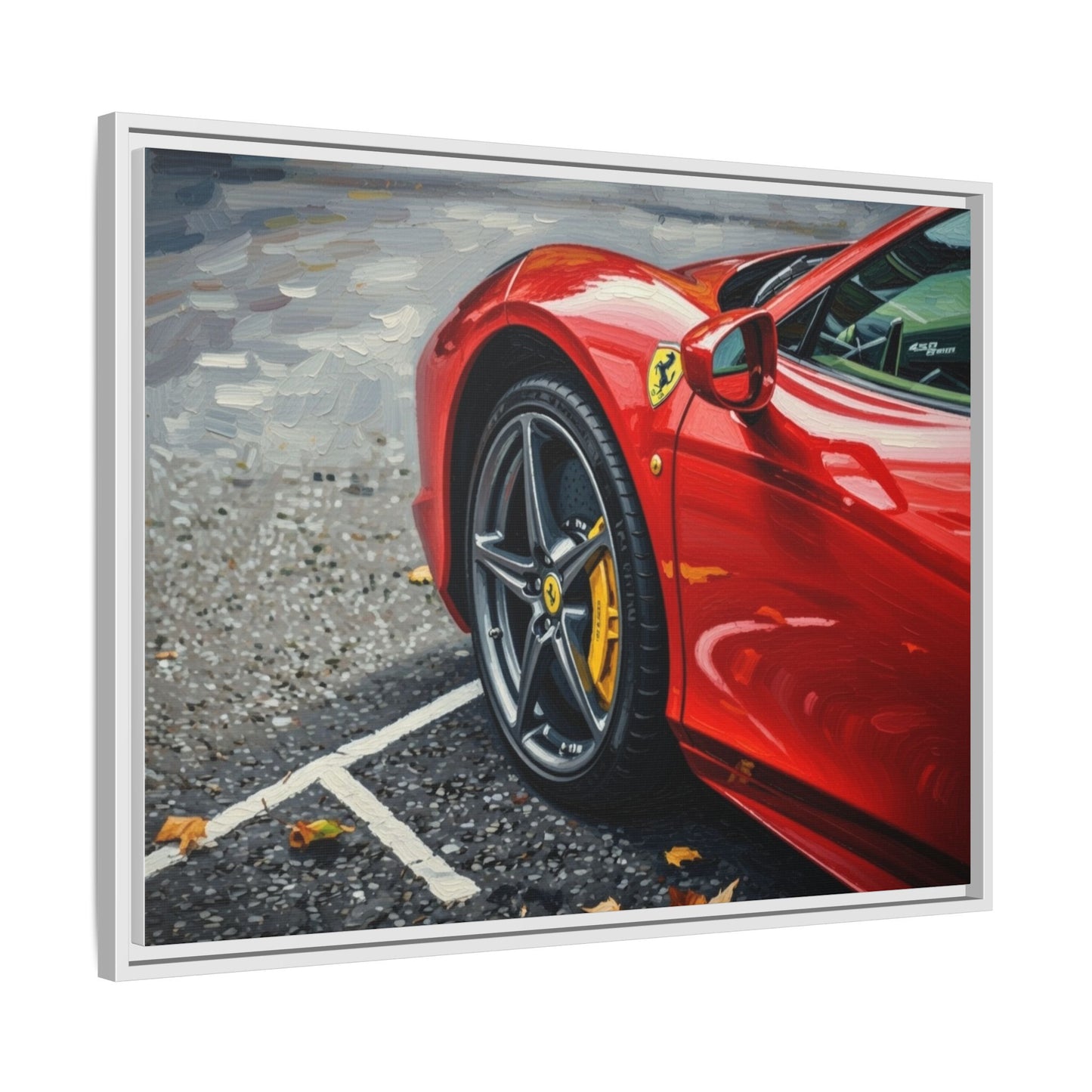 Framed Matte Canvas: Red Sports Car Close-Up Art Print