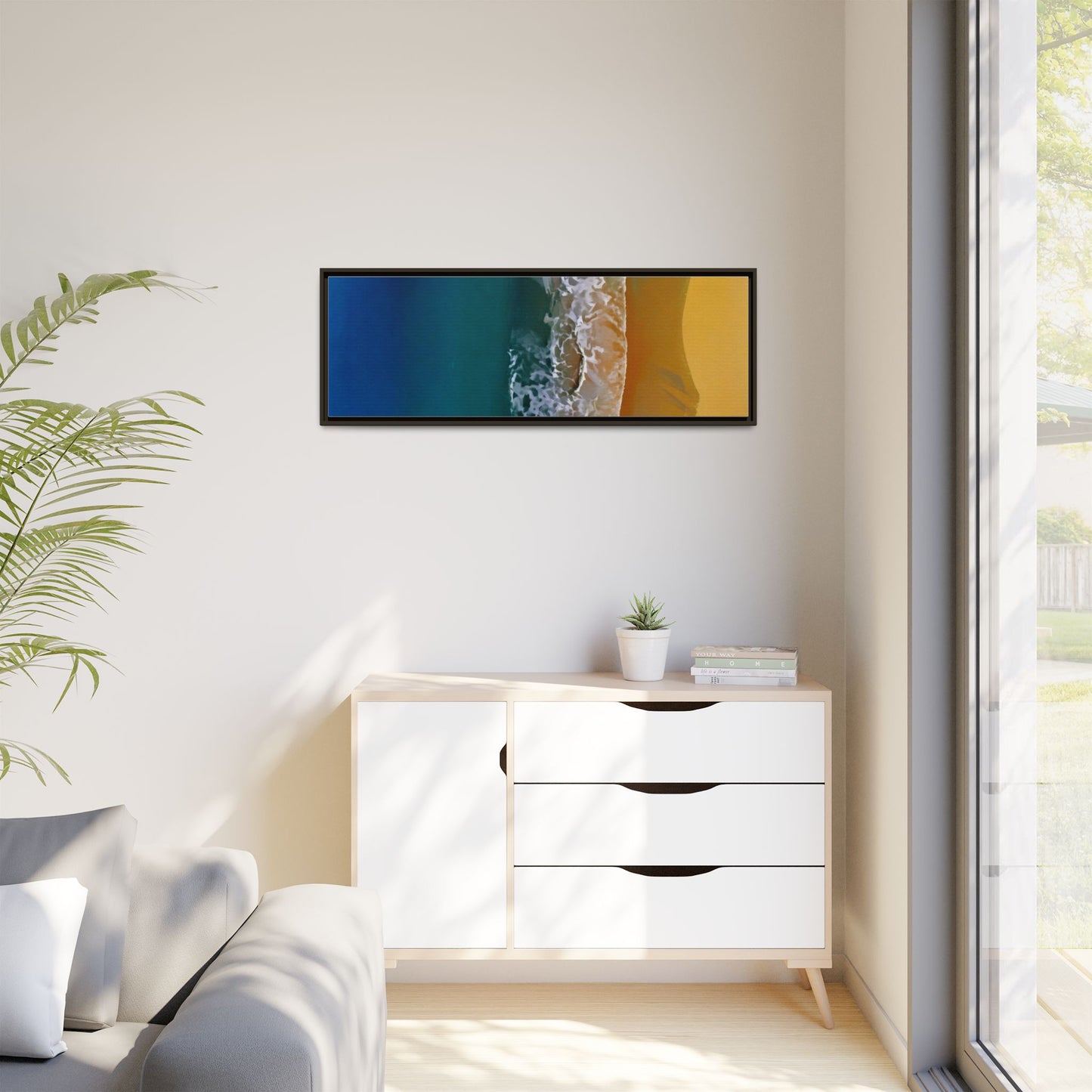 Framed Matte Canvas Seascape Print – Coastal Waves Wall Art