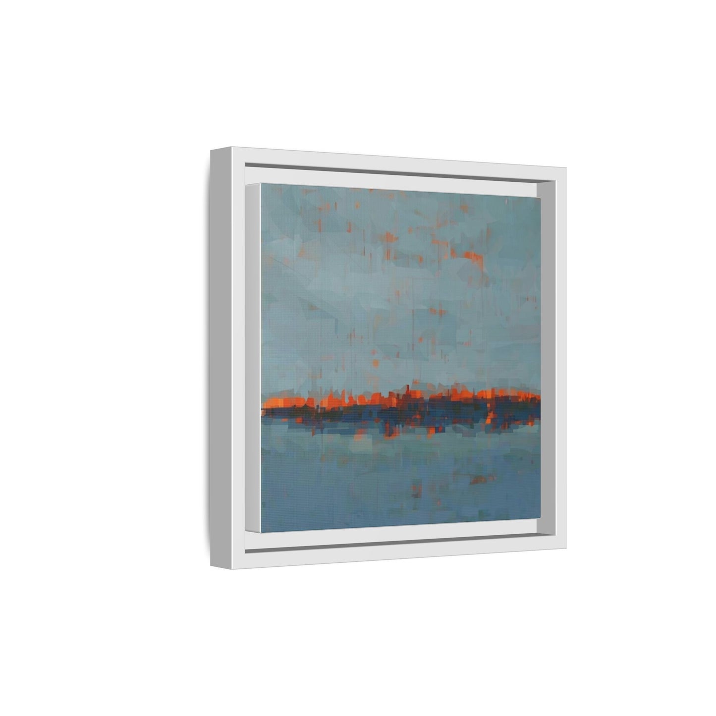 Framed Canvas Art — Teal & Orange Abstract Seascape