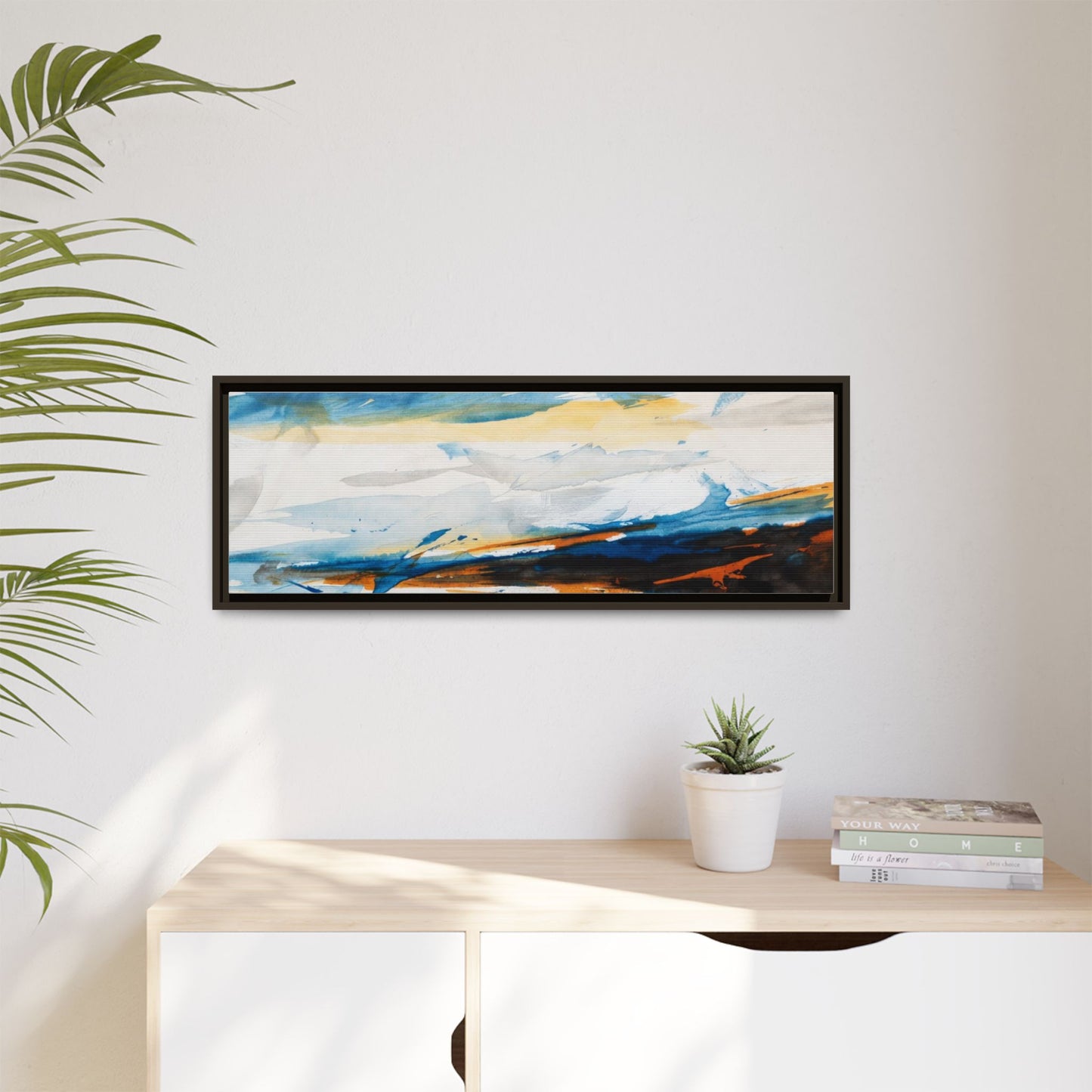 Abstract Coastal Waves Matte Canvas Framed Wall Art