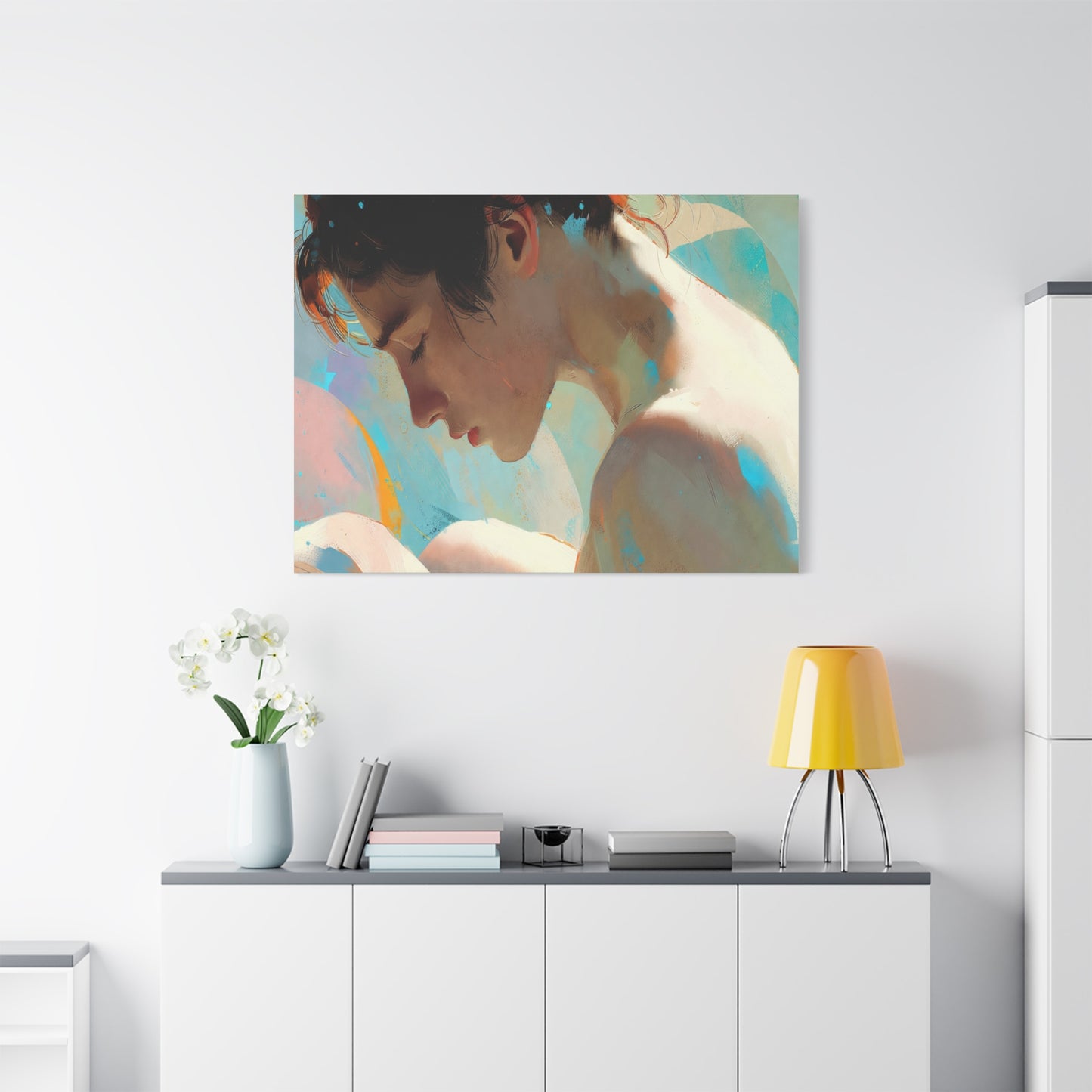 Dreamy Portrait Matte Canvas Print — Serene Female Profile Wall Art, Stretched 1.25"