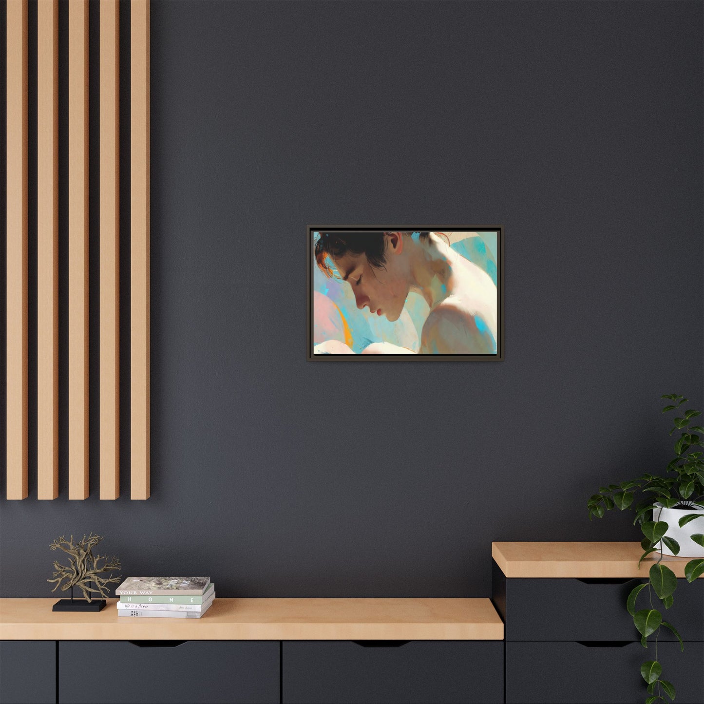 Framed Matte Canvas Print — Dreamy Portrait Art (Multi‑Color)