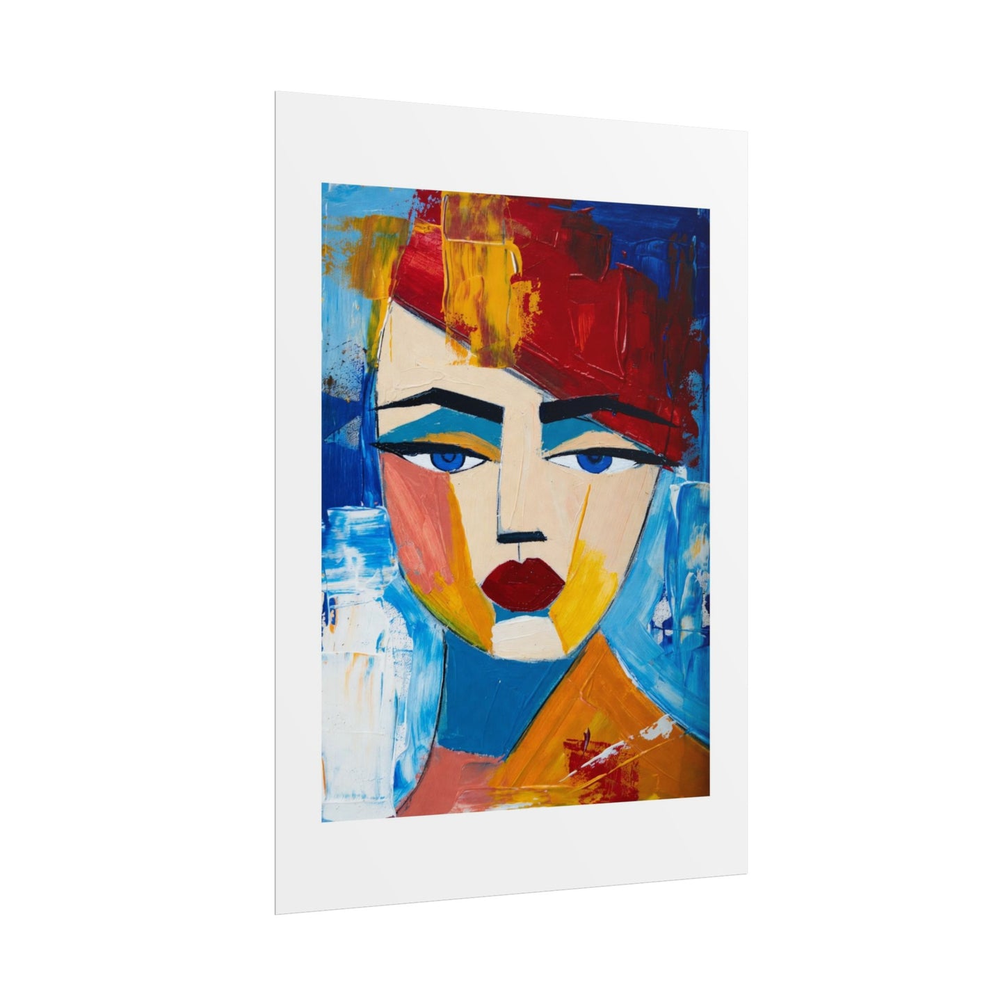 Abstract Colorful Face Poster - Modern Expressionist Rolled Art Print