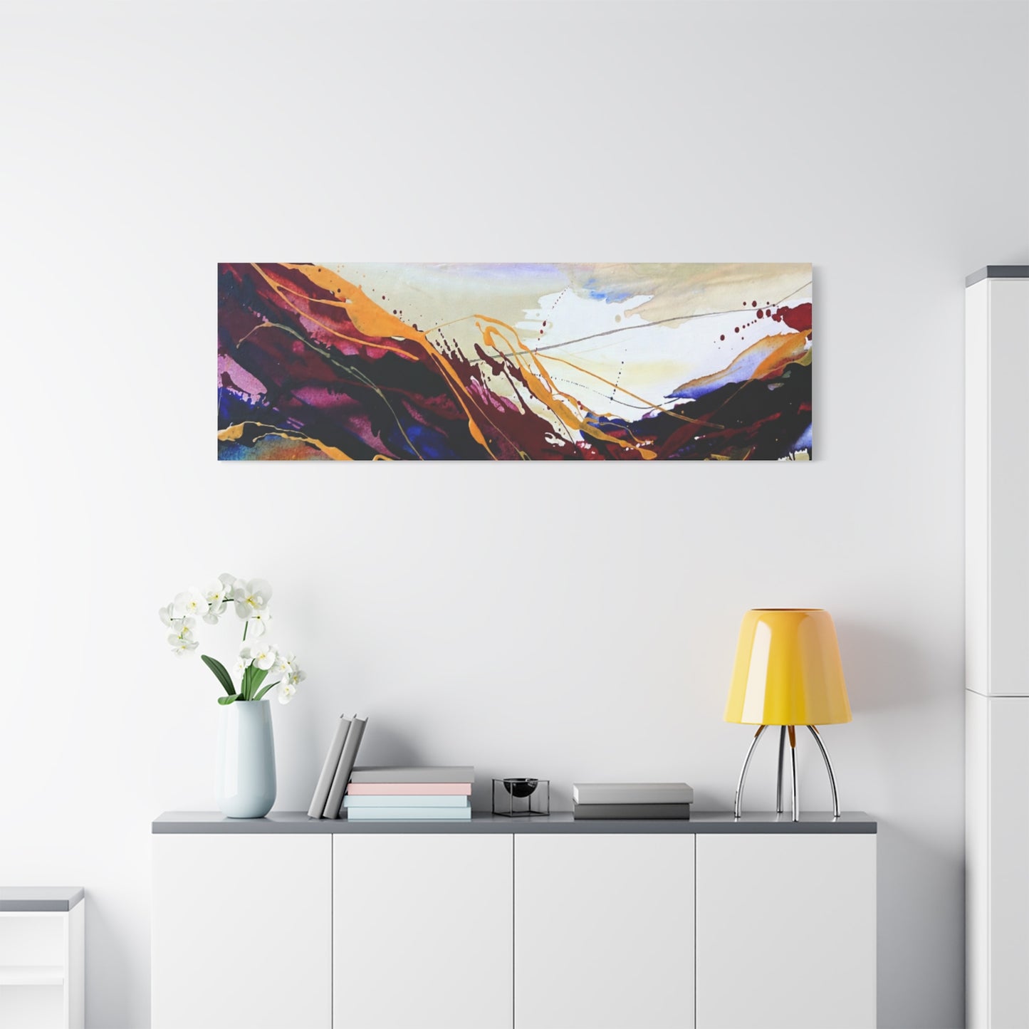 Abstract Color Flow Matte Stretched Canvas – Vibrant Modern Wall Art