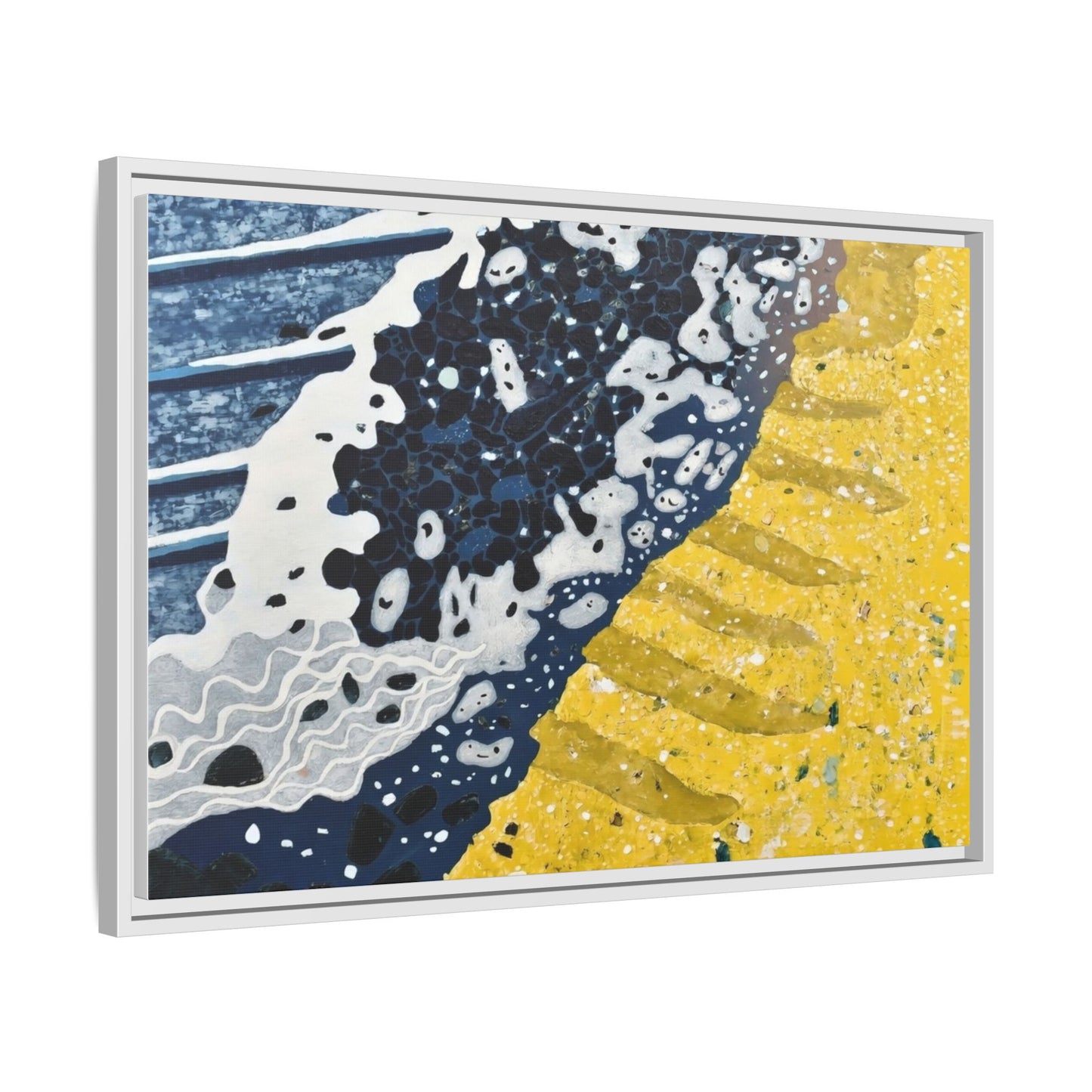 Framed Abstract Ocean & Sand Matte Canvas Print