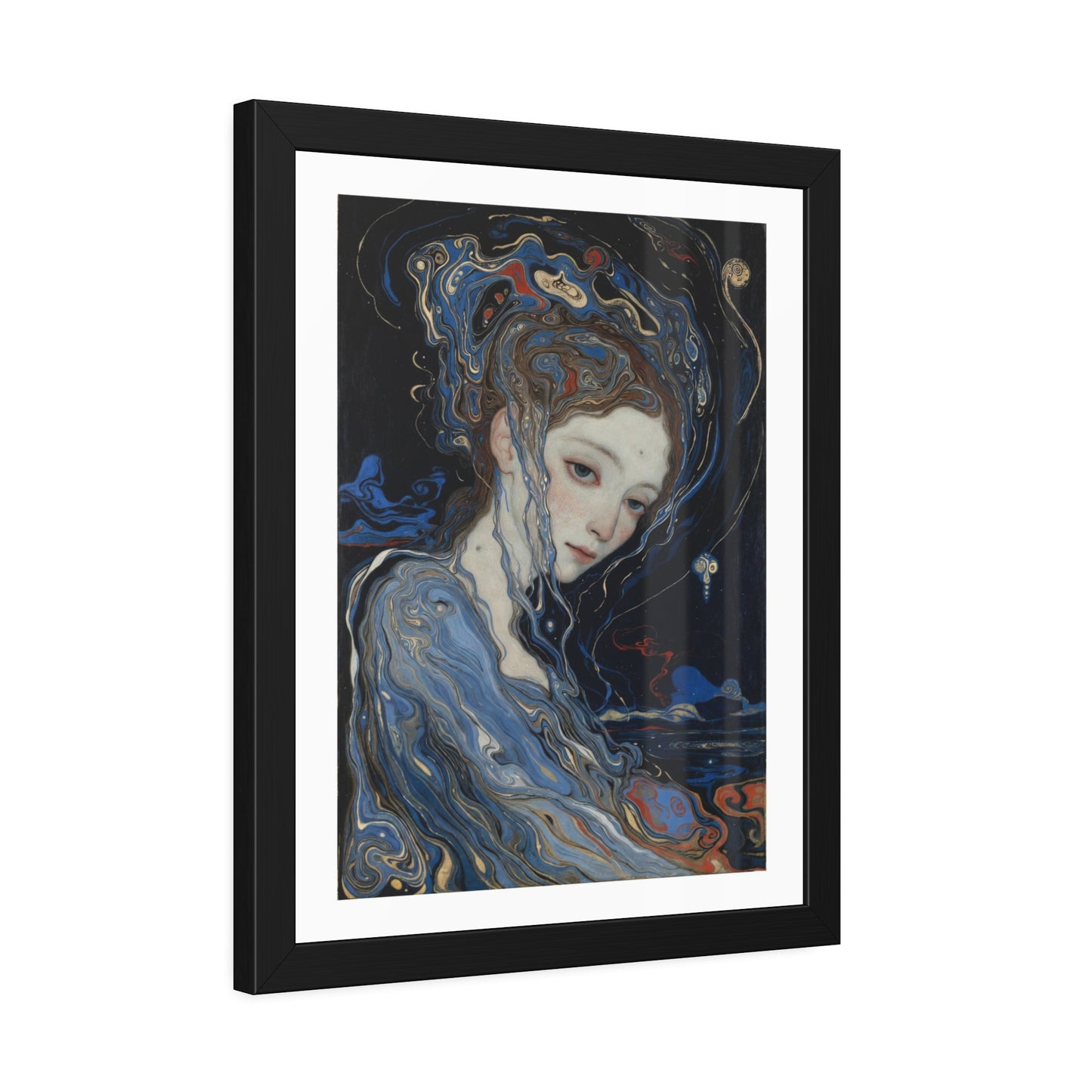 Framed Art Print — Dreamy Blue Portrait Poster