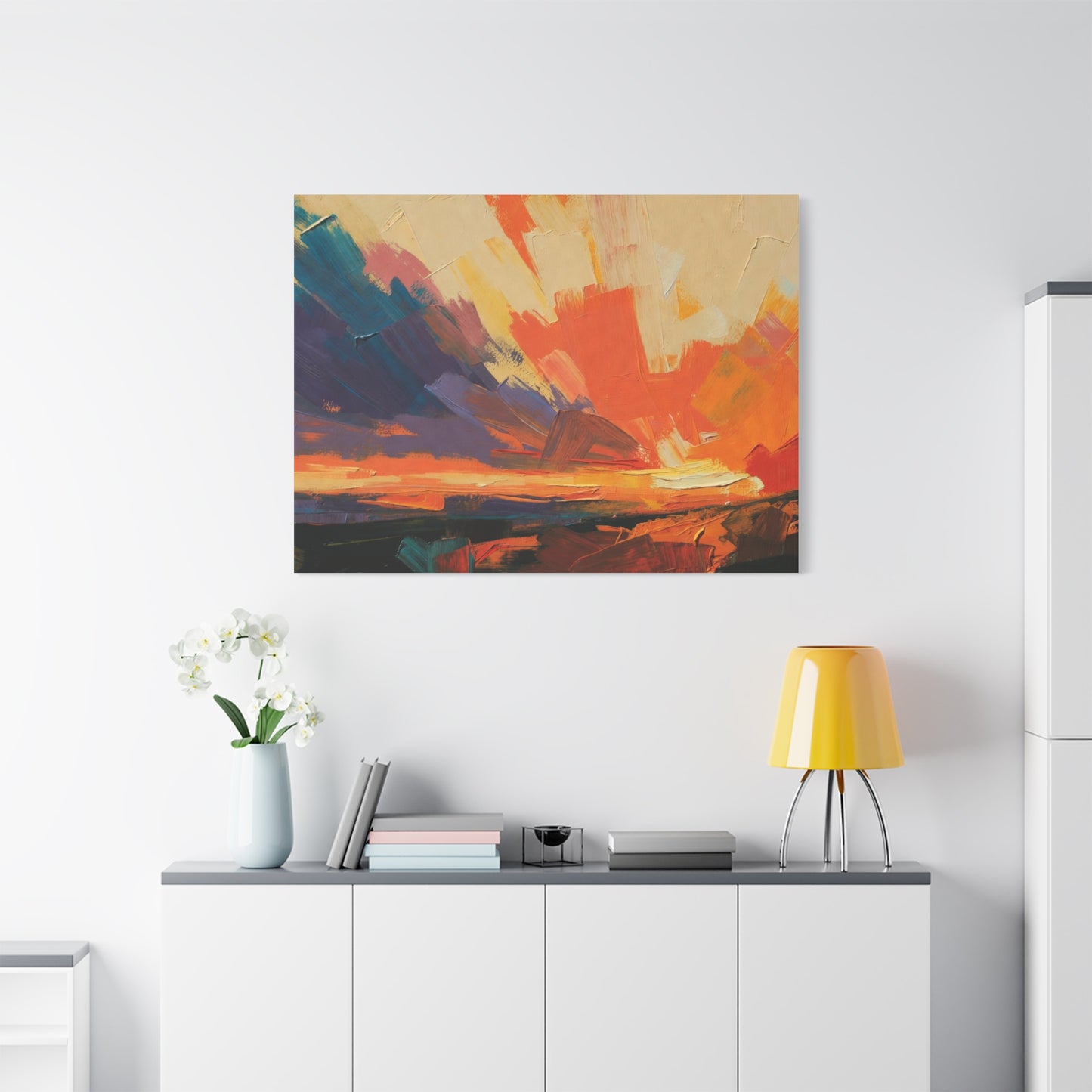 Abstract Sunset Landscape Canvas Print — Matte Stretched Wall Art