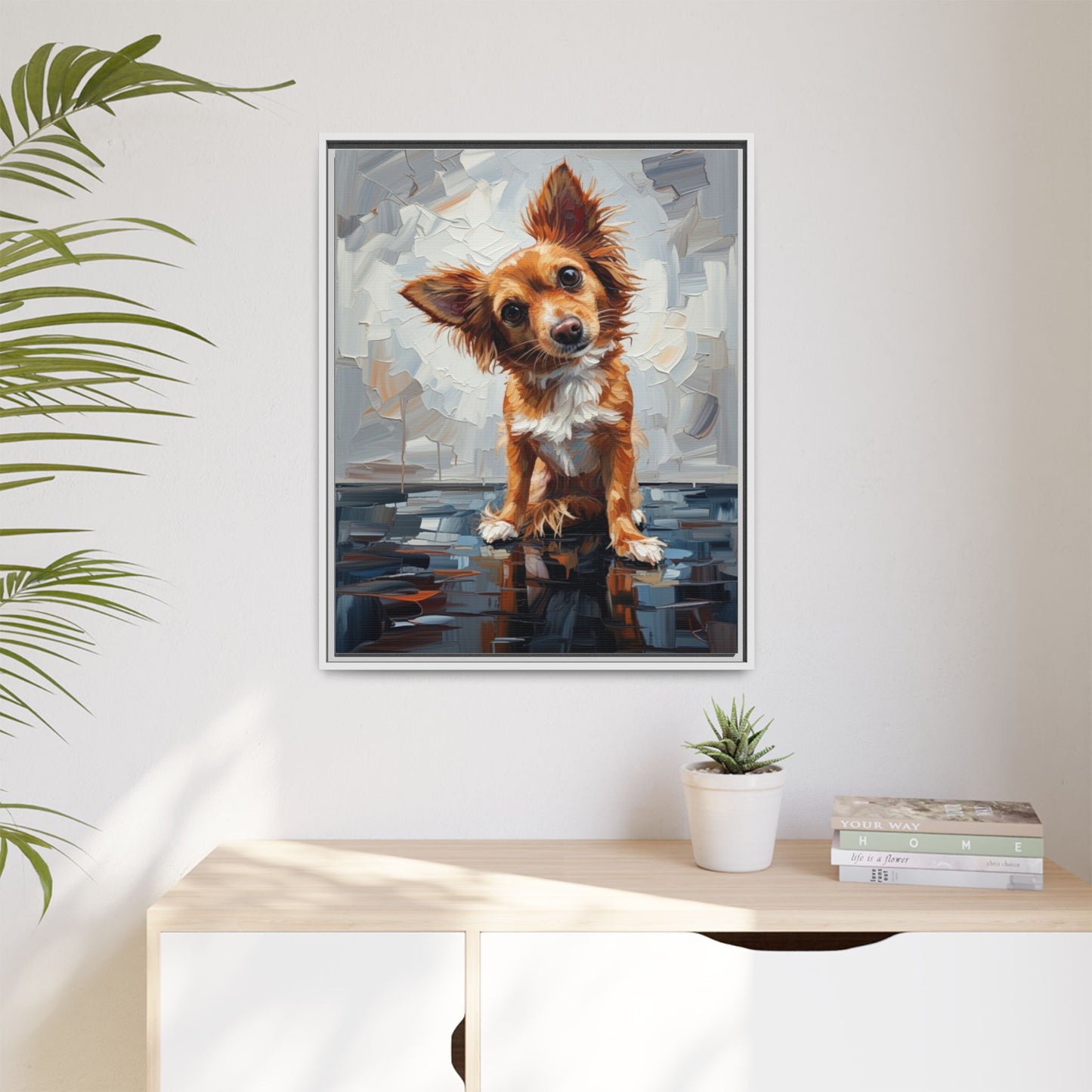 Framed Matte Canvas Print — Playful Brown Dog Portrait