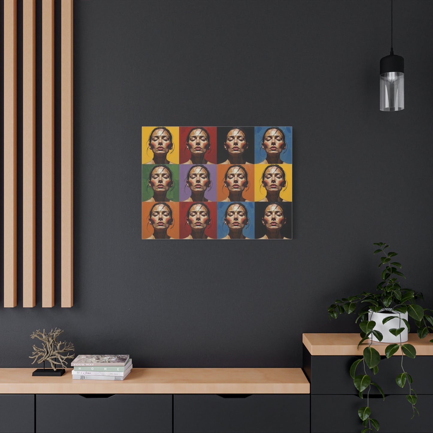 Pop Art Portrait Canvas - Color Grid Stretched Matte Wall Art