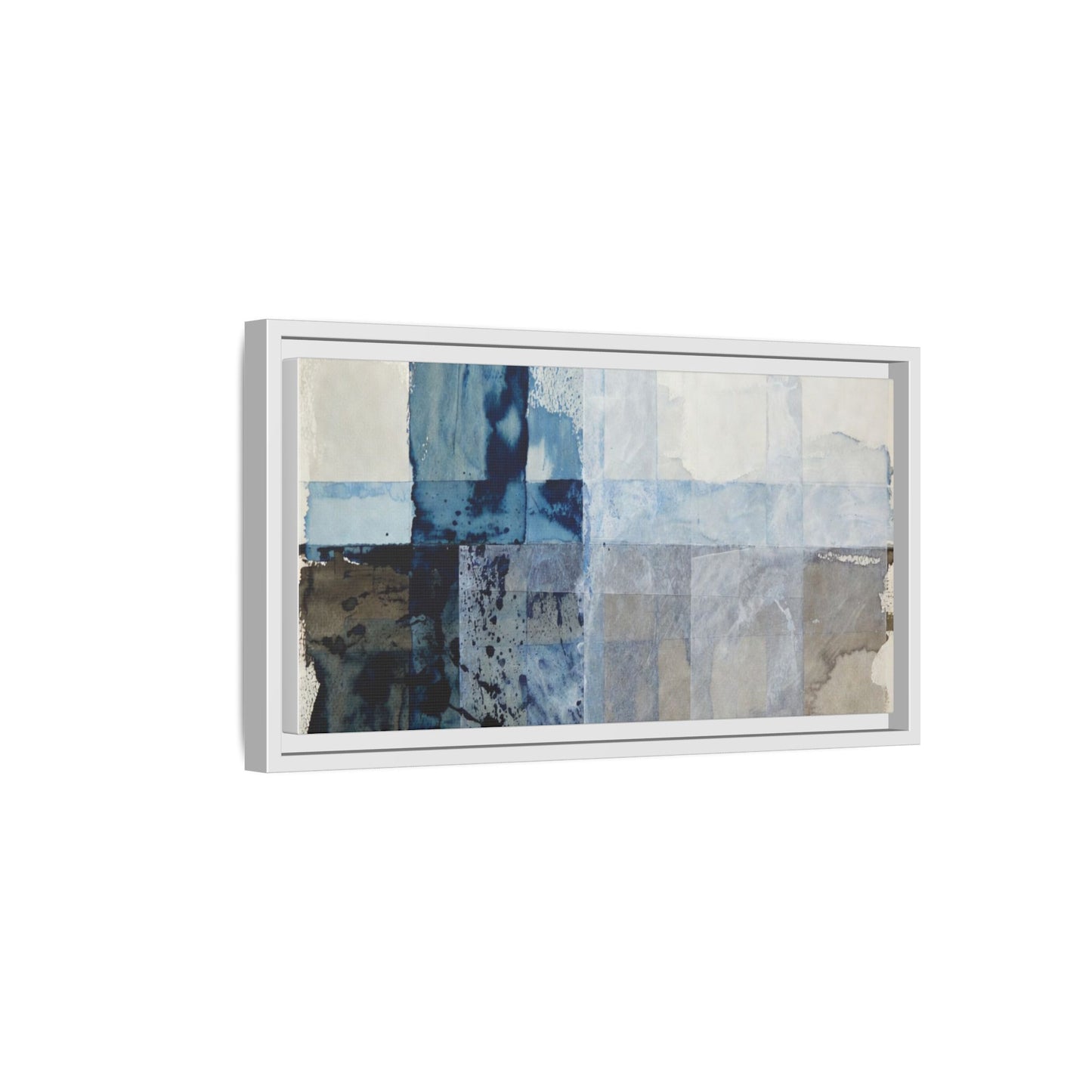 Abstract Coastal Blue Framed Canvas Art