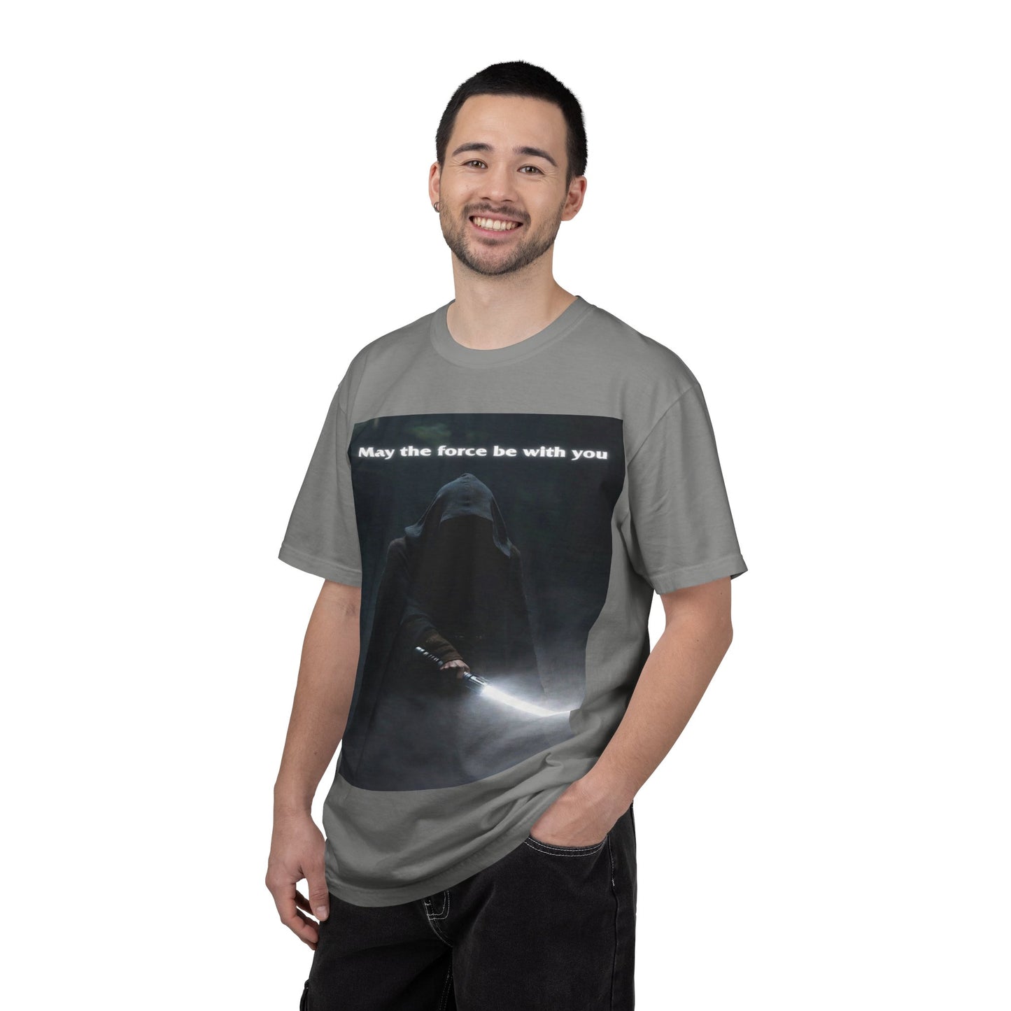 May the Force Be With You T-Shirt — Dark Hooded Lightsaber Graphic Tee