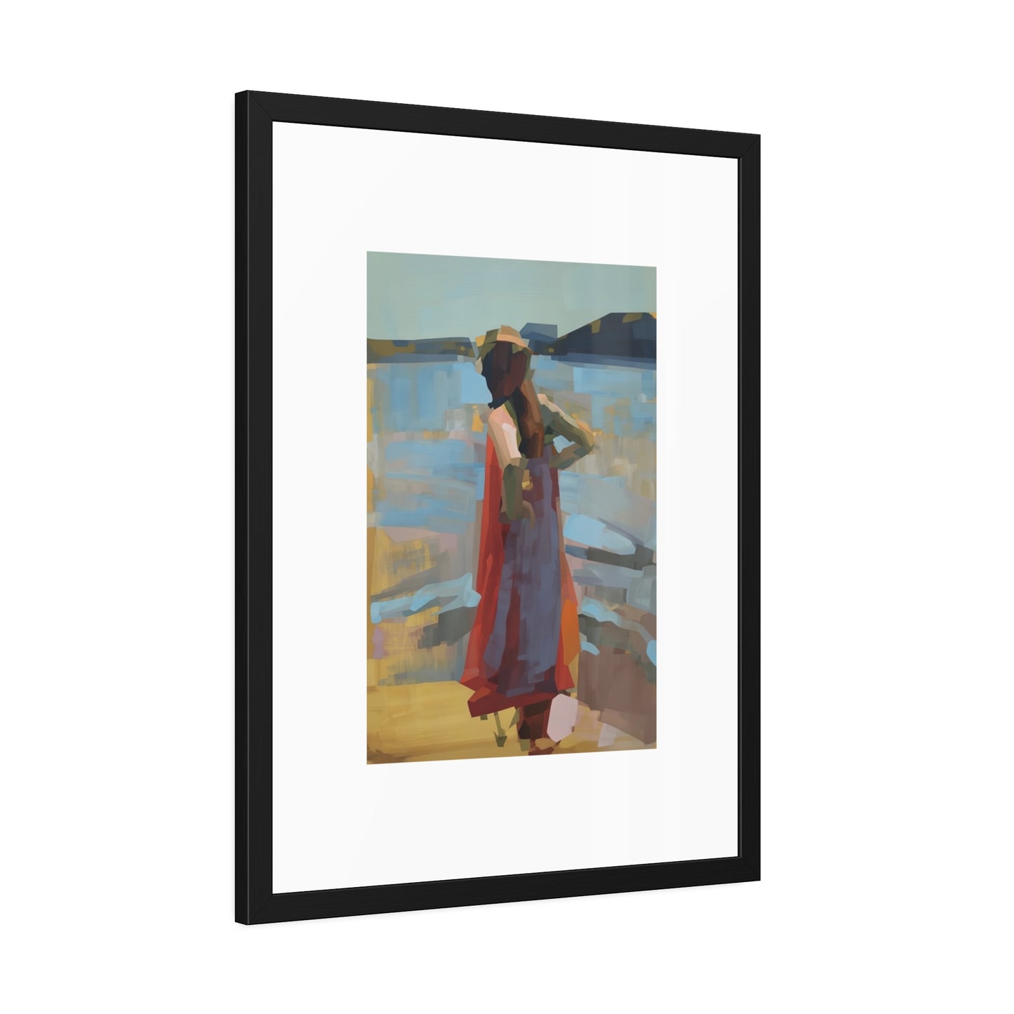 Framed Art Print — Woman at the Shore Impressionist Poster