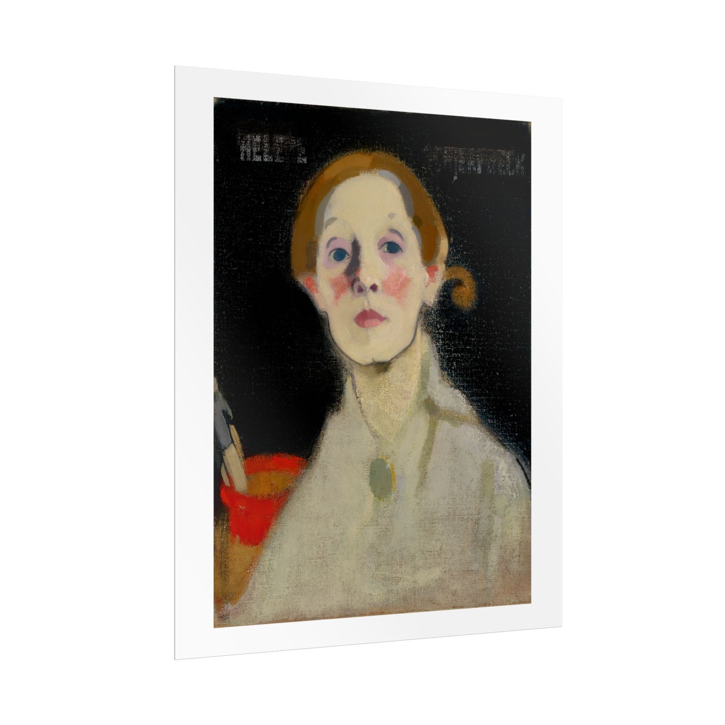 Self-Portrait Black Background by Helene Schjerfbeck Wall Art Print