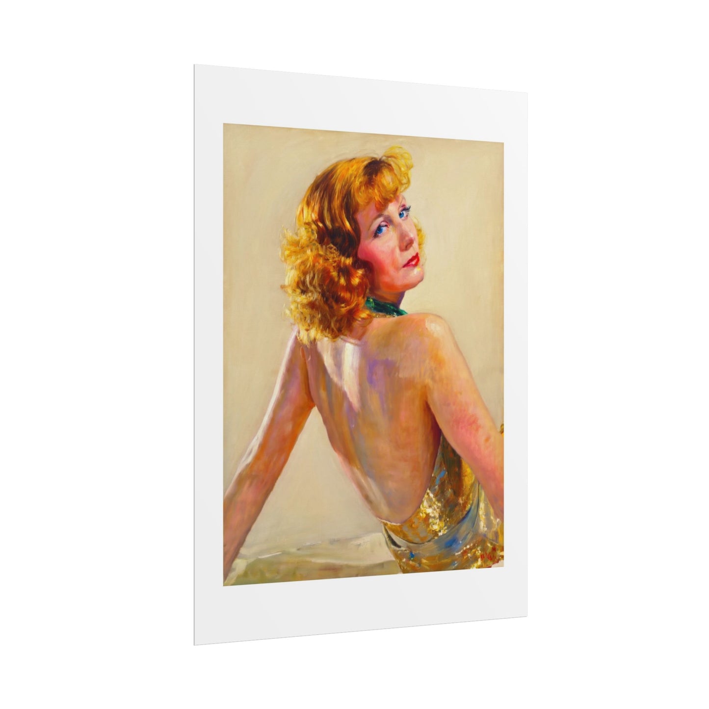 Vintage Pin-Up Art Poster - Glamorous Back-View Portrait Rolled Art Print