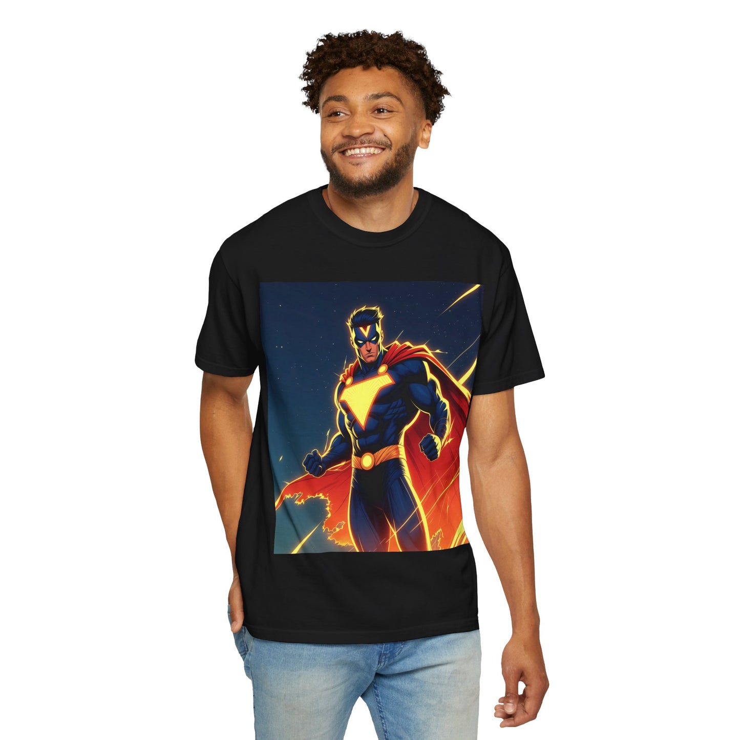 Superhero Graphic T-Shirt – Bold Cape Hero Design