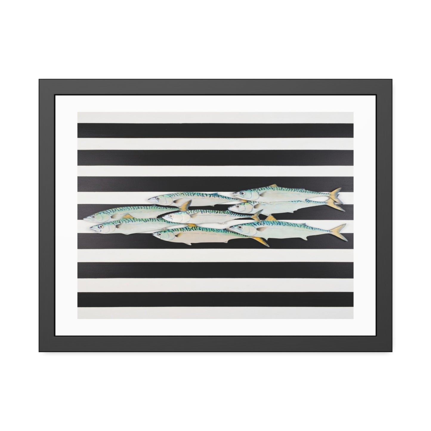 Framed Poster – Striped School of Fish Nautical Wall Art
