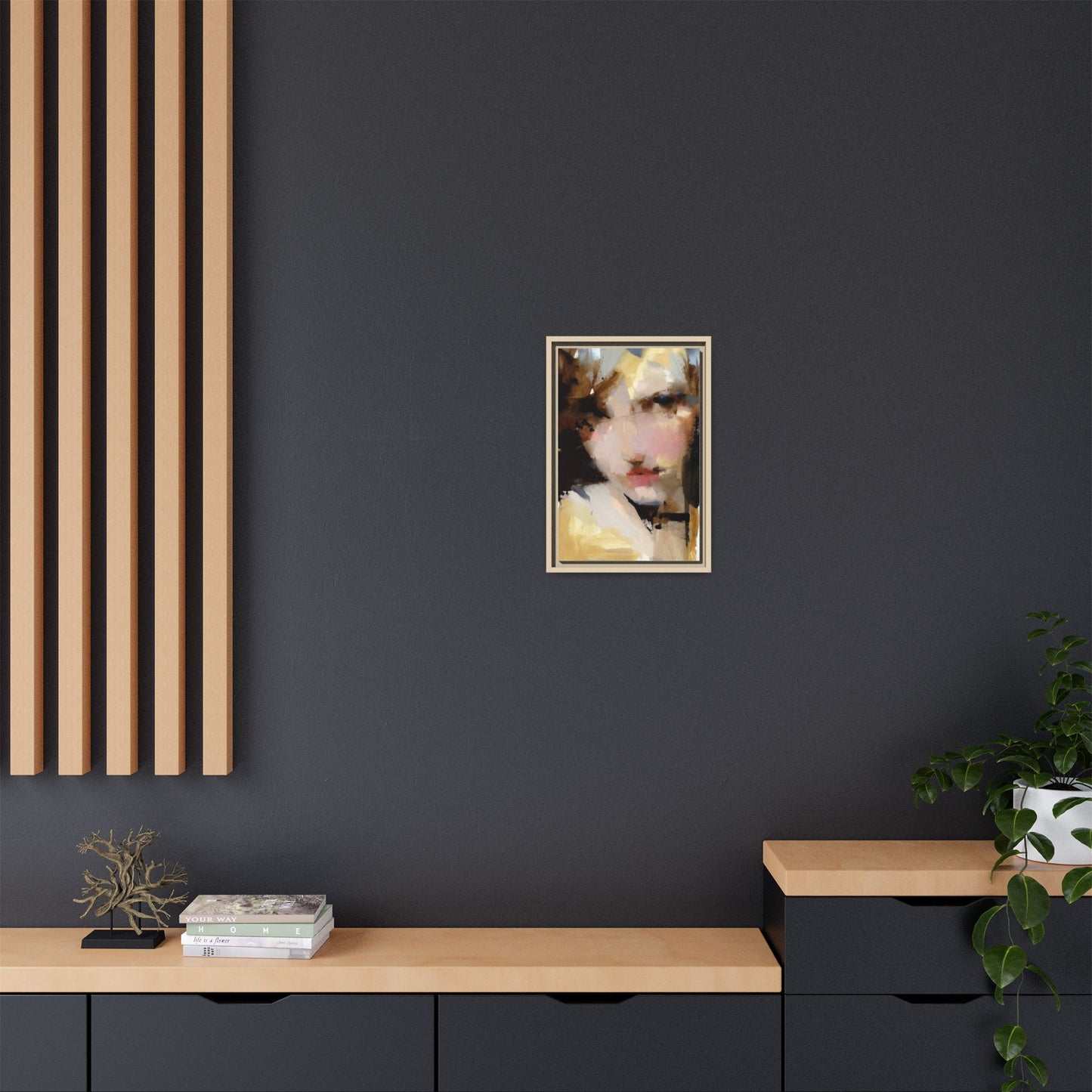 Abstract Portrait Matte Canvas Framed Print — Modern Feminine Wall Art
