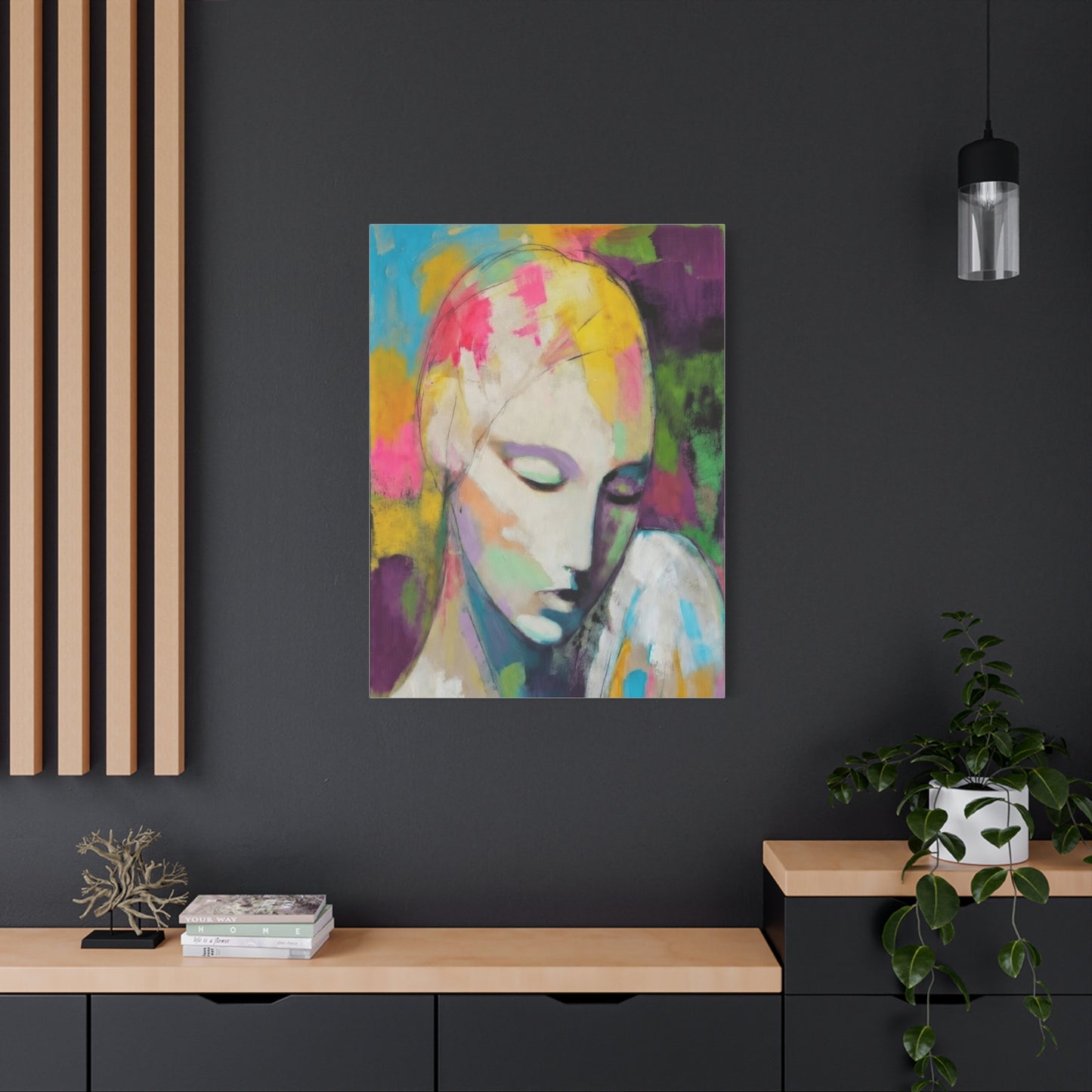 Abstract Angel Portrait Canvas - Colorful Modern Wall Art