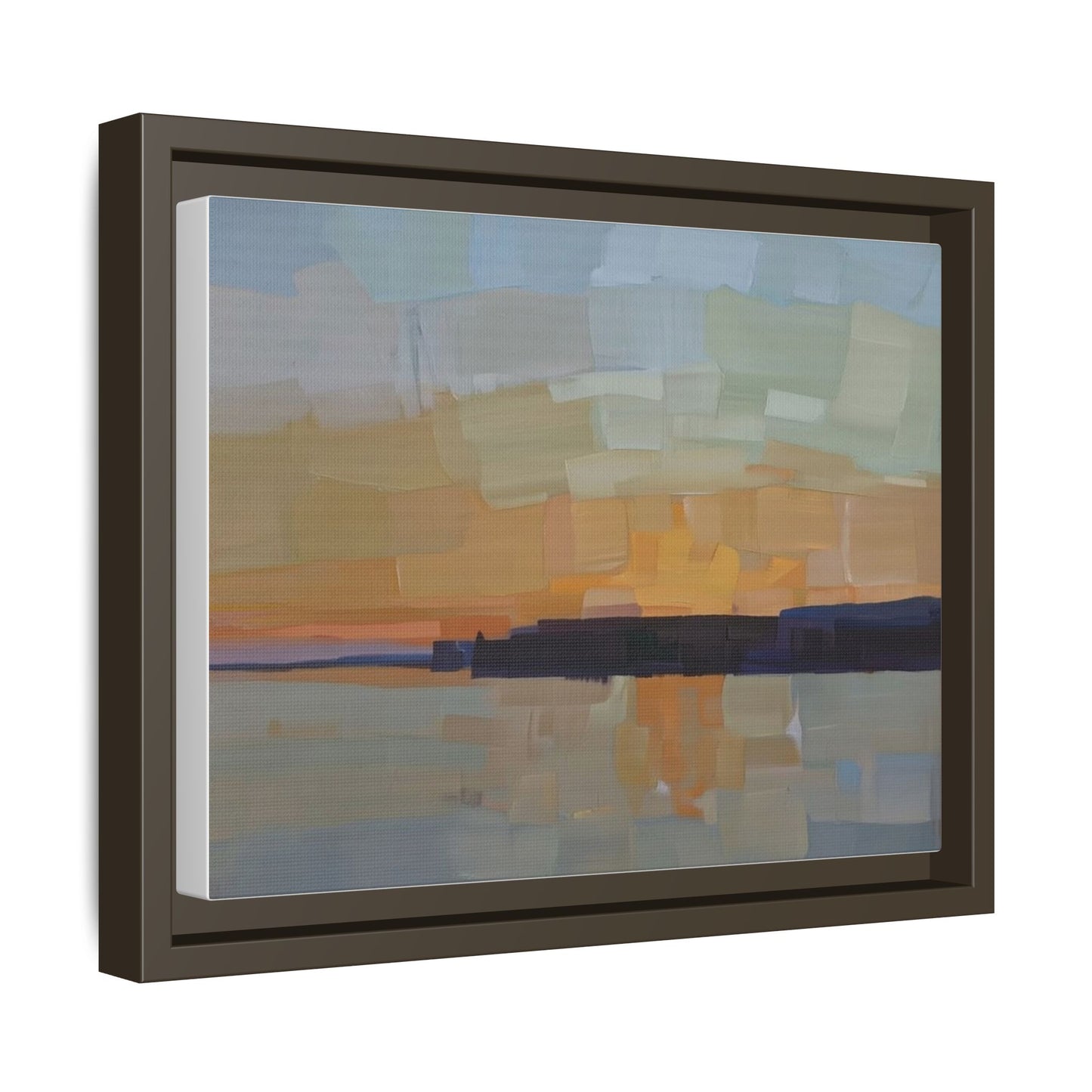 Framed Matte Canvas Sunset Abstract Landscape Art Print