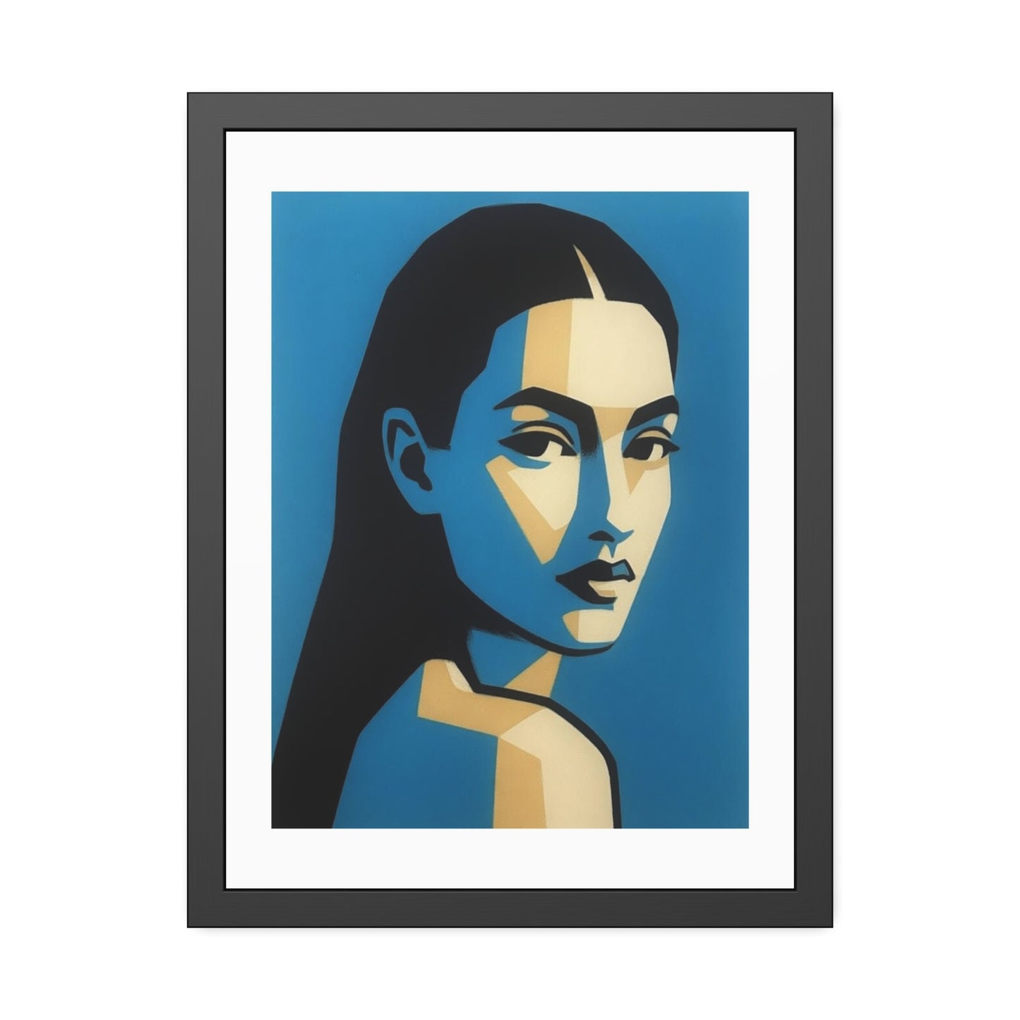 Framed Art Print — Blue Pop Portrait Poster