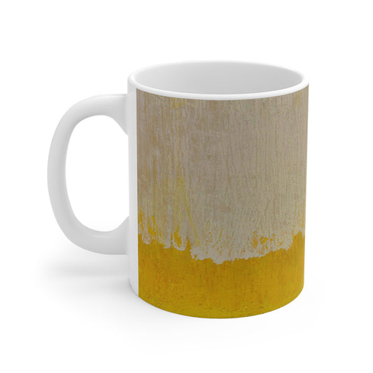 Mug  Abstract Yellow Paint Brushstroke Ceramic Coffee Cup