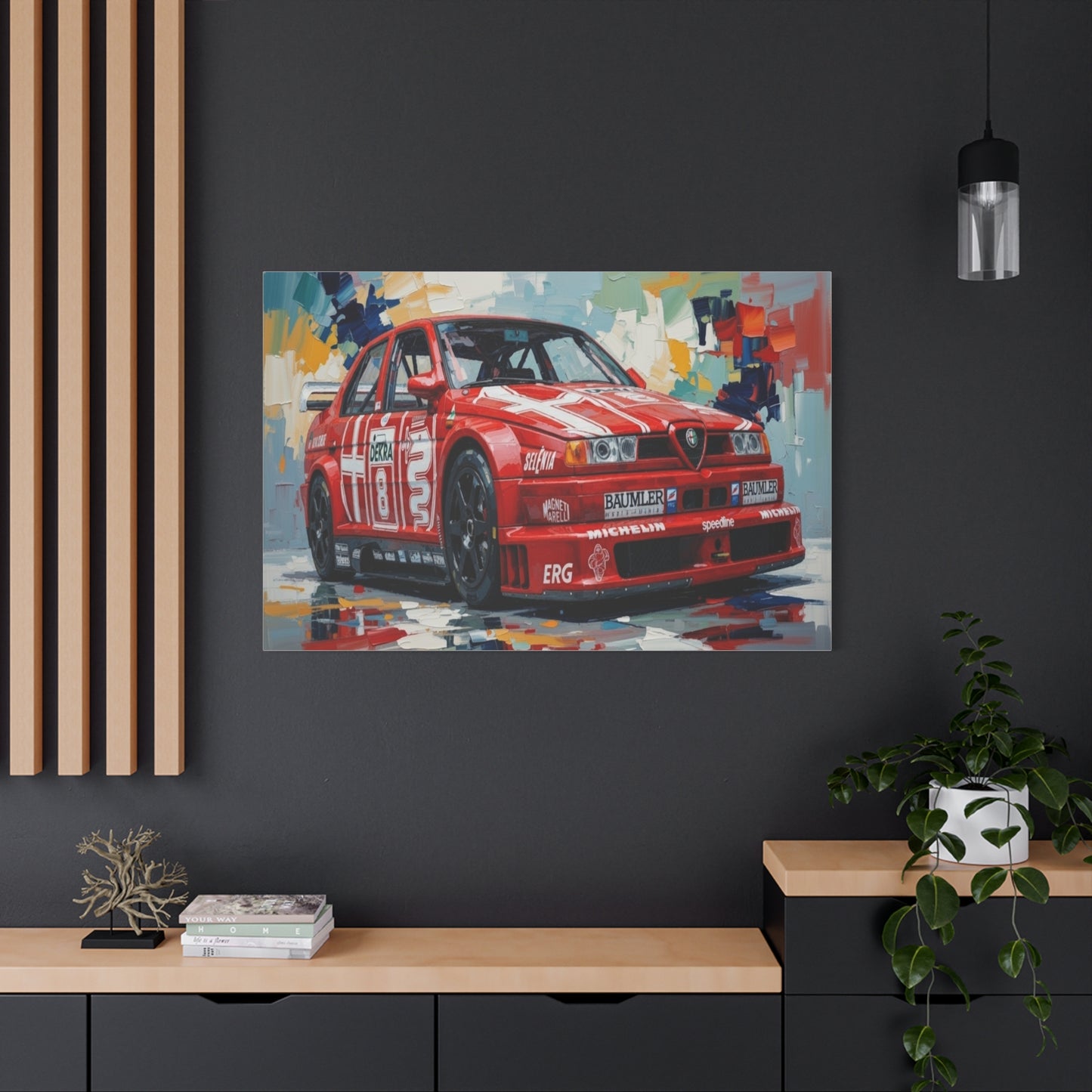 Racing Alfa Romeo Canvas Print — Red Race Car Stretched Wall Art