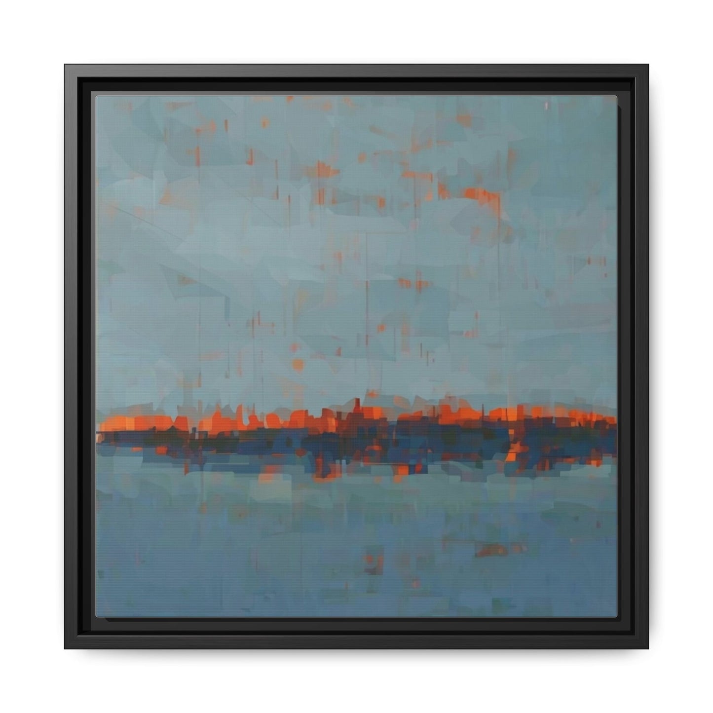 Framed Canvas Art — Teal & Orange Abstract Seascape