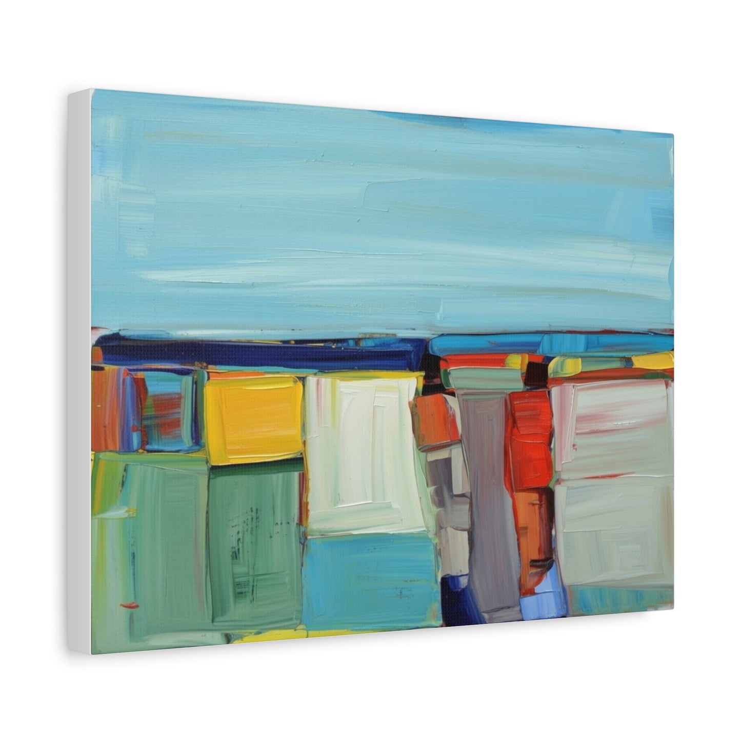 Abstract Coastal Landscape Canvas Print — Colorful Modern Seascape Wall Art