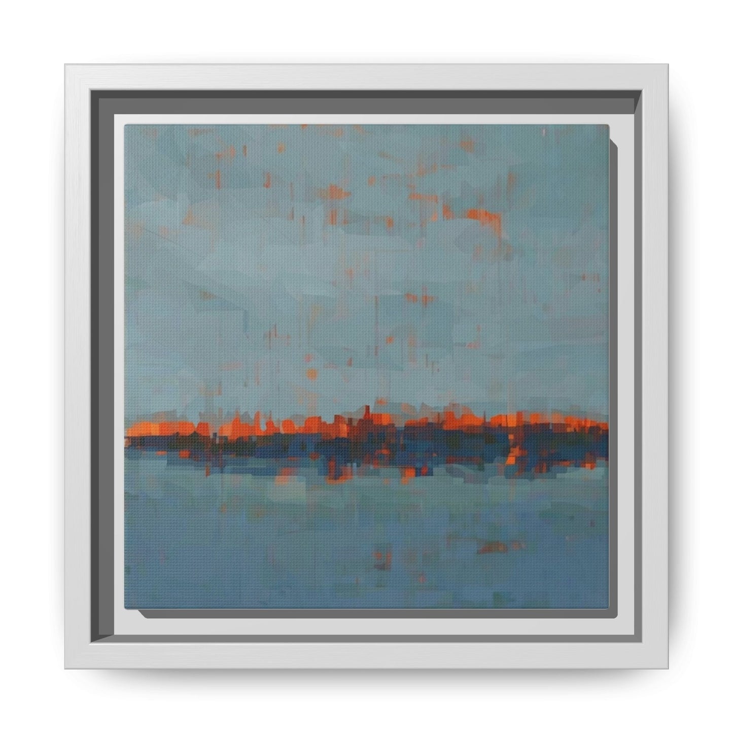 Framed Canvas Art — Teal & Orange Abstract Seascape