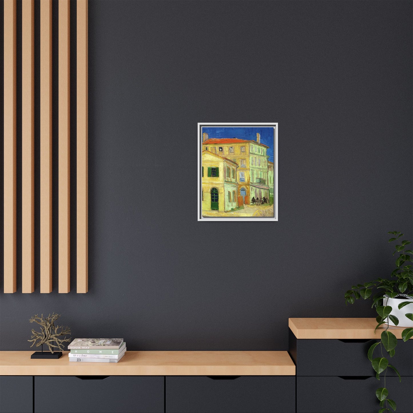 Mediterranean Street Scene Matte Canvas Framed Wall Art